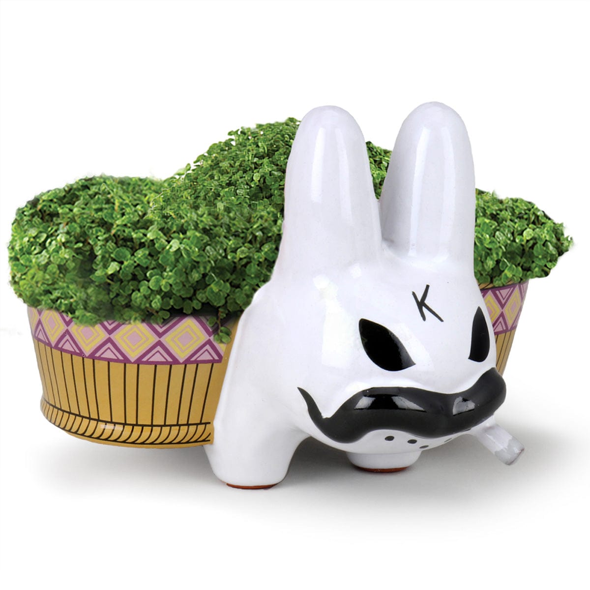 Kidrobot x Frank Kozik White Smorkin Labbit Chia Pet - Fun DIY Plant Growing Kit for Home Decor, Office Desk & Gift Ideas