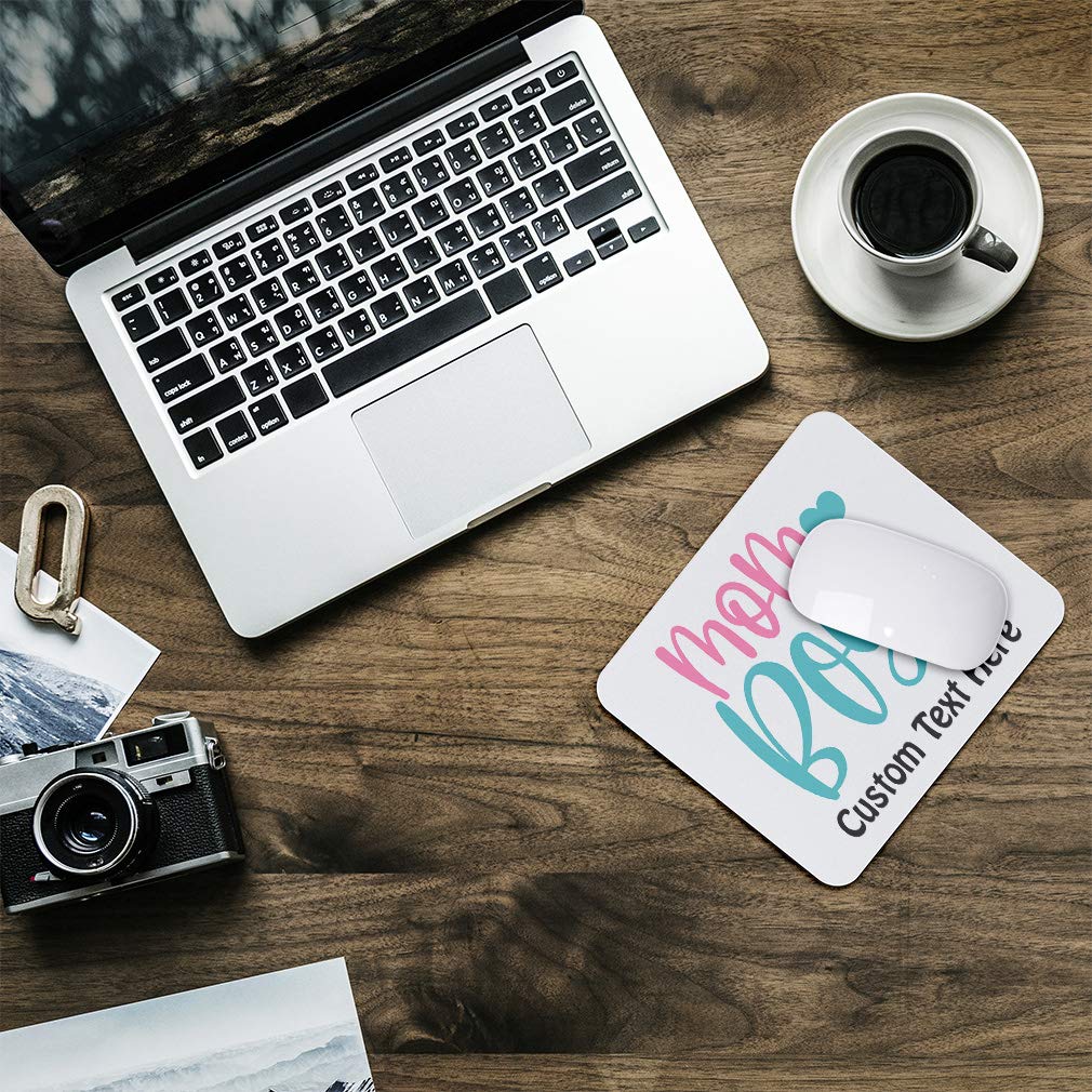 Personalized Mother's Day Mouse Pad for Mom & Boys - Soft Neoprene Office & Gaming Desk Accessory - Square Non-Slip Computer Mousepad (Great for Work, Gaming & Home Office Use)