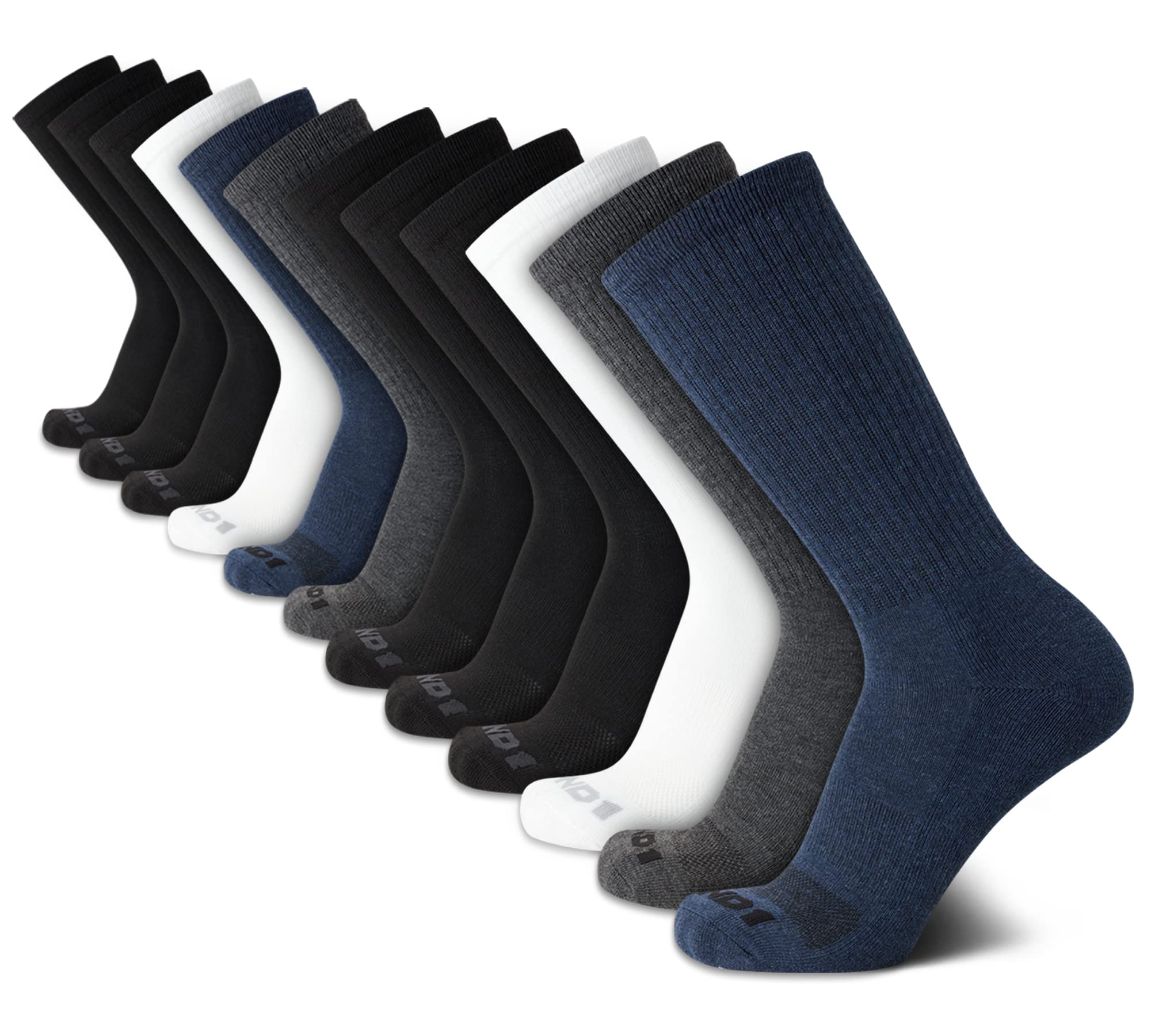 AND1 Men's Performance Cushion Crew Socks 12-Pack - Breathable Athletic Socks for Running, Basketball & Workout (Sizes 6-12.5) - Comfortable Sports Socks for Daily Wear & Gym Activities