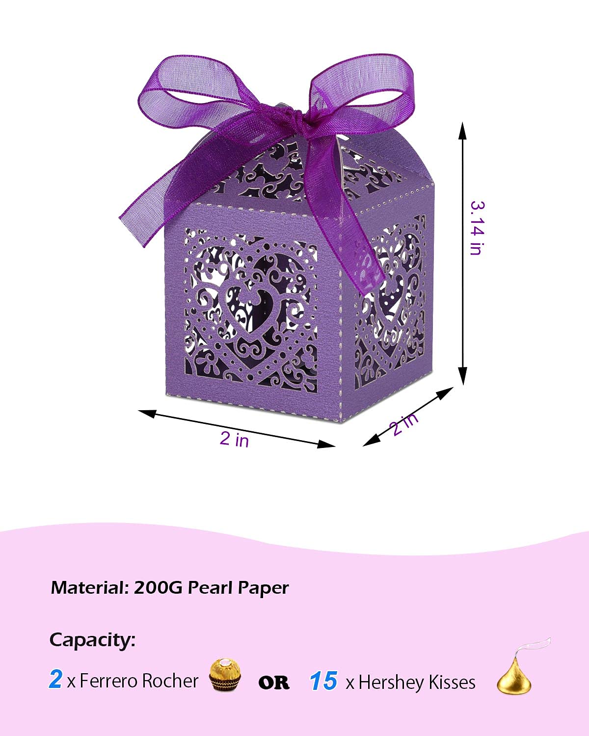 Kslong 50PCS Purple Party Favor Boxes - Elegant Wedding & Bridal Shower Gift Boxes, Adorable Candy Favor Boxes for Kids Birthday Party, Mini Baby Shower Favors for Guests | Perfect for Wedding Receptions, Birthday Celebrations, and Special Events