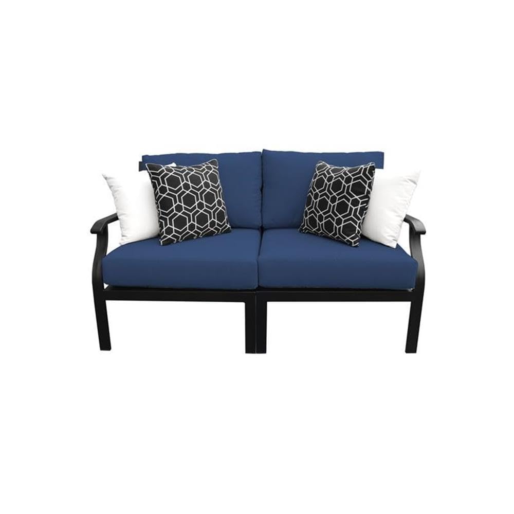 TK Classics Kathy Ireland Madison Ave. 2-Piece Aluminum Patio Furniture Set in Navy - Outdoor Dining Set for Garden, Poolside & Backyard Relaxation