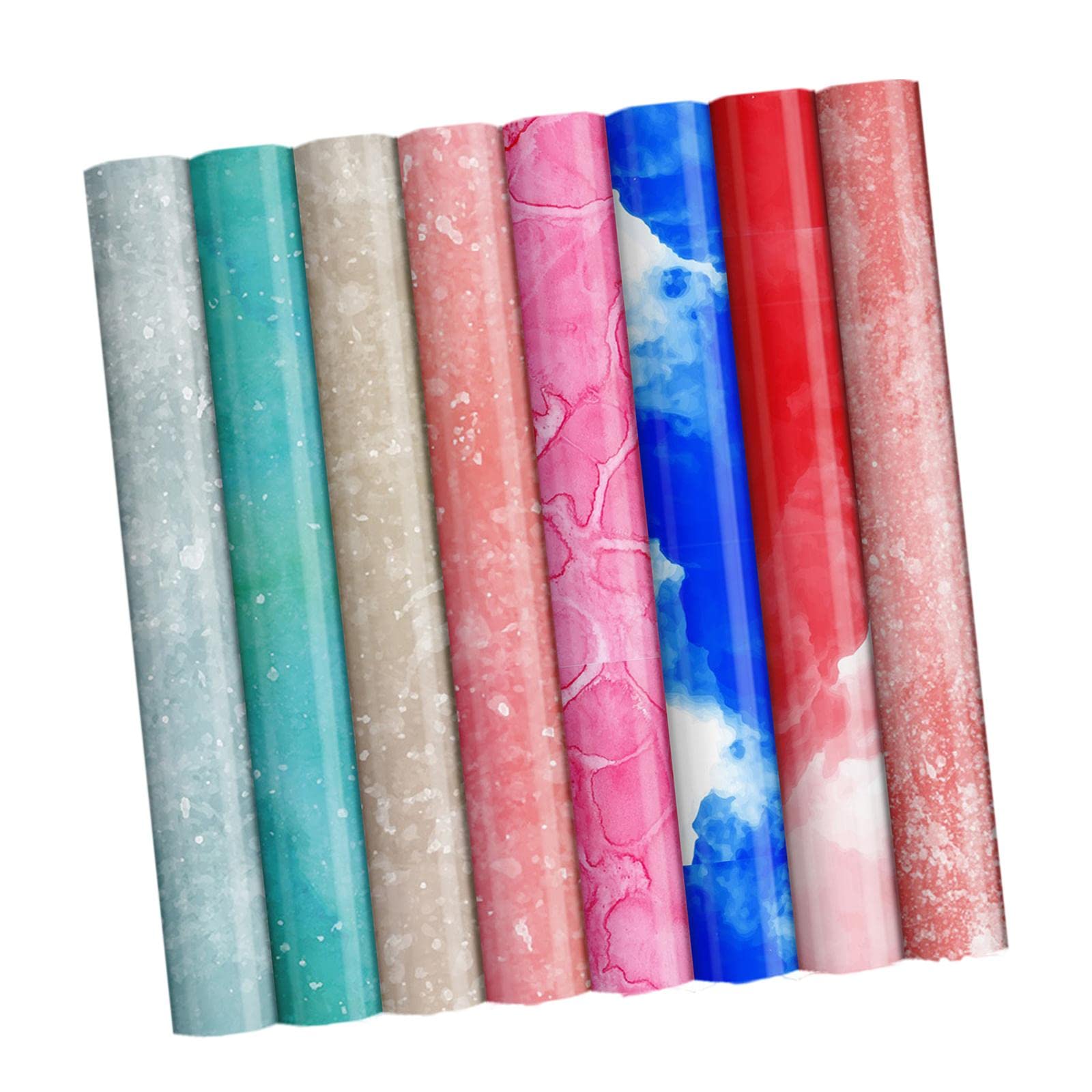 AMLESO 8 Roll Holographic Heat Transfer Vinyl 0.5x30.5cm Marble Pattern for DIY T-Shirts, Hoodies & Clothing - Perfect for Couple Outfits, Family Matching & Custom Gifts - Great for Crafting, DIY Projects & Personalized Apparel