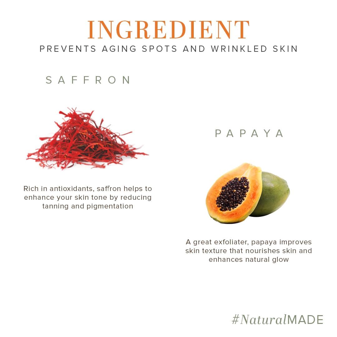 Khadi Organic Saffron & Papaya Anti-Wrinkle Cream 50g - Natural Anti-Aging, Skin Brightening & Radiance Booster for All Skin Types | Perfect for Daily Skincare Routine & Nighttime Rejuvenation
