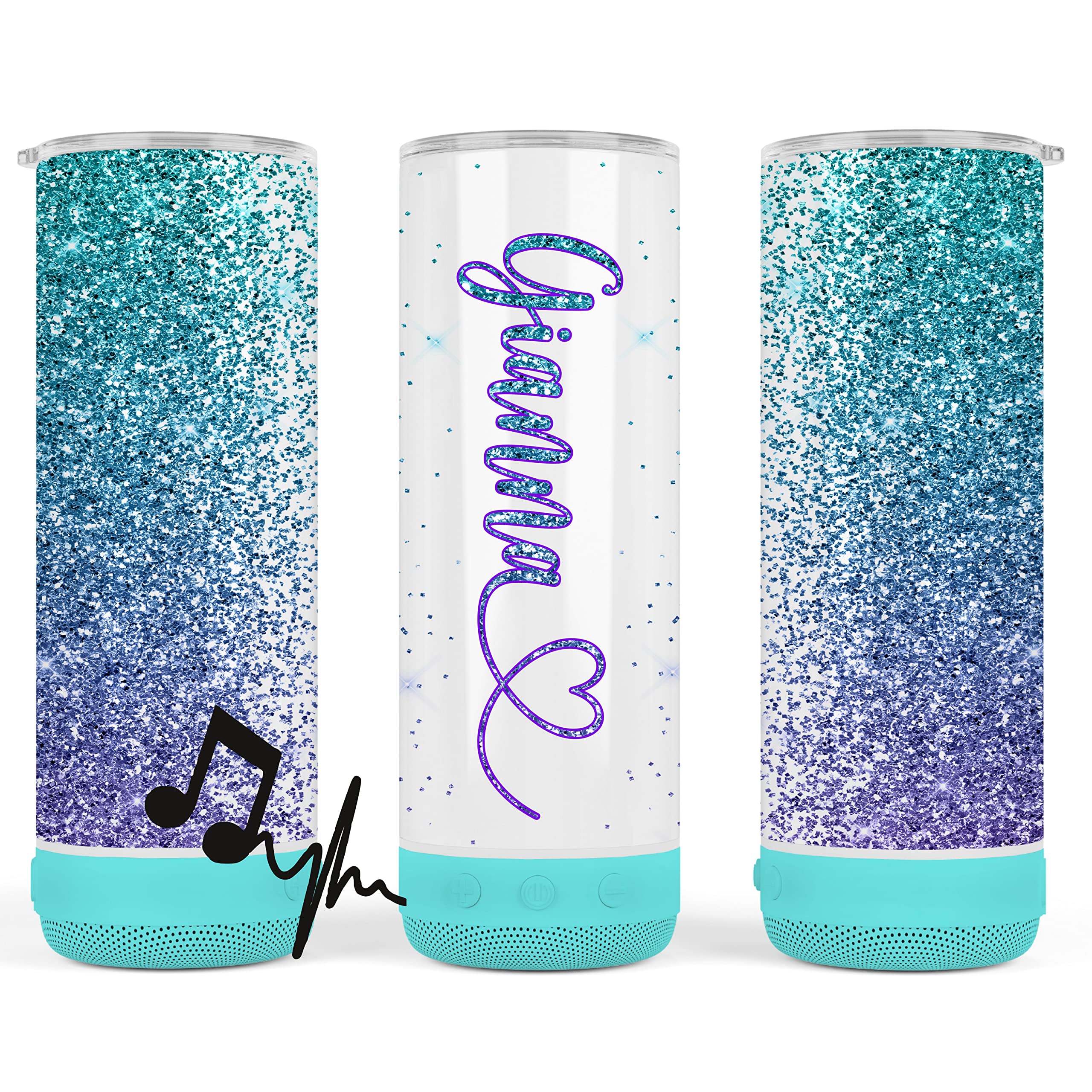 Personalized 16oz Stainless Steel Music Tumbler - Insulated Travel Mug with Glitter Effect for Coffee, Tea & Cold Drinks | Perfect for Gym, Office & Outdoor Activities