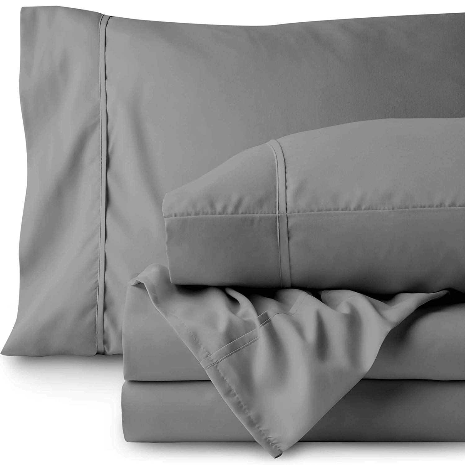 Luxury California King Size Sheet Set - 100% Breathable & Cooling Hotel Quality Bed Sheets - Ultra Soft 18 Inch Deep Pocket for Easy Fit - Wrinkle Free & Comfortable Silver Bedding - 4 Piece Set for Master Bedroom, Guest Room or Vacation Home