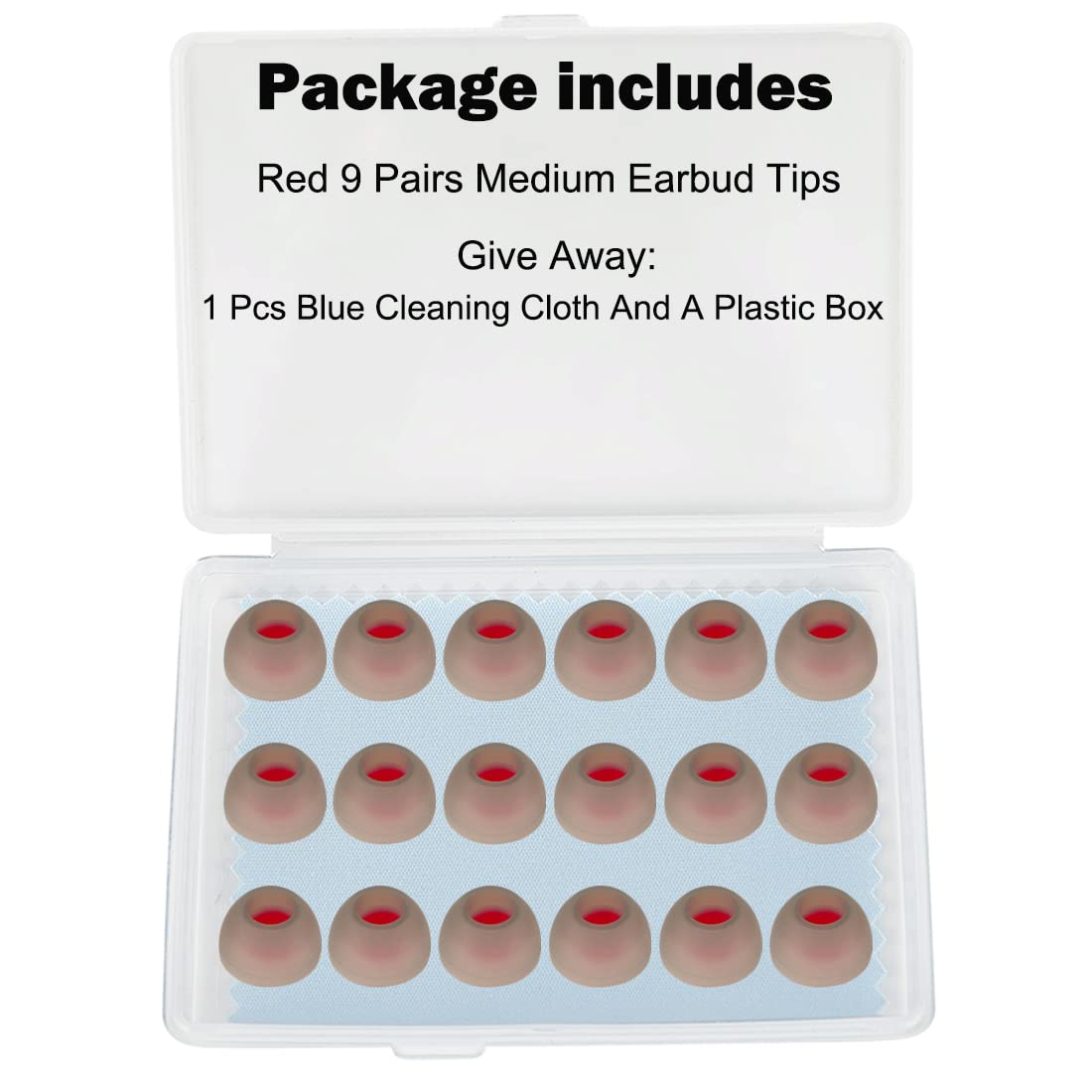 DMZHY Earbud Tips Replacement for Powerbeats 2/3, LG & Samsung - 9 Pairs (Red, M) - Perfect for Workouts & Travel