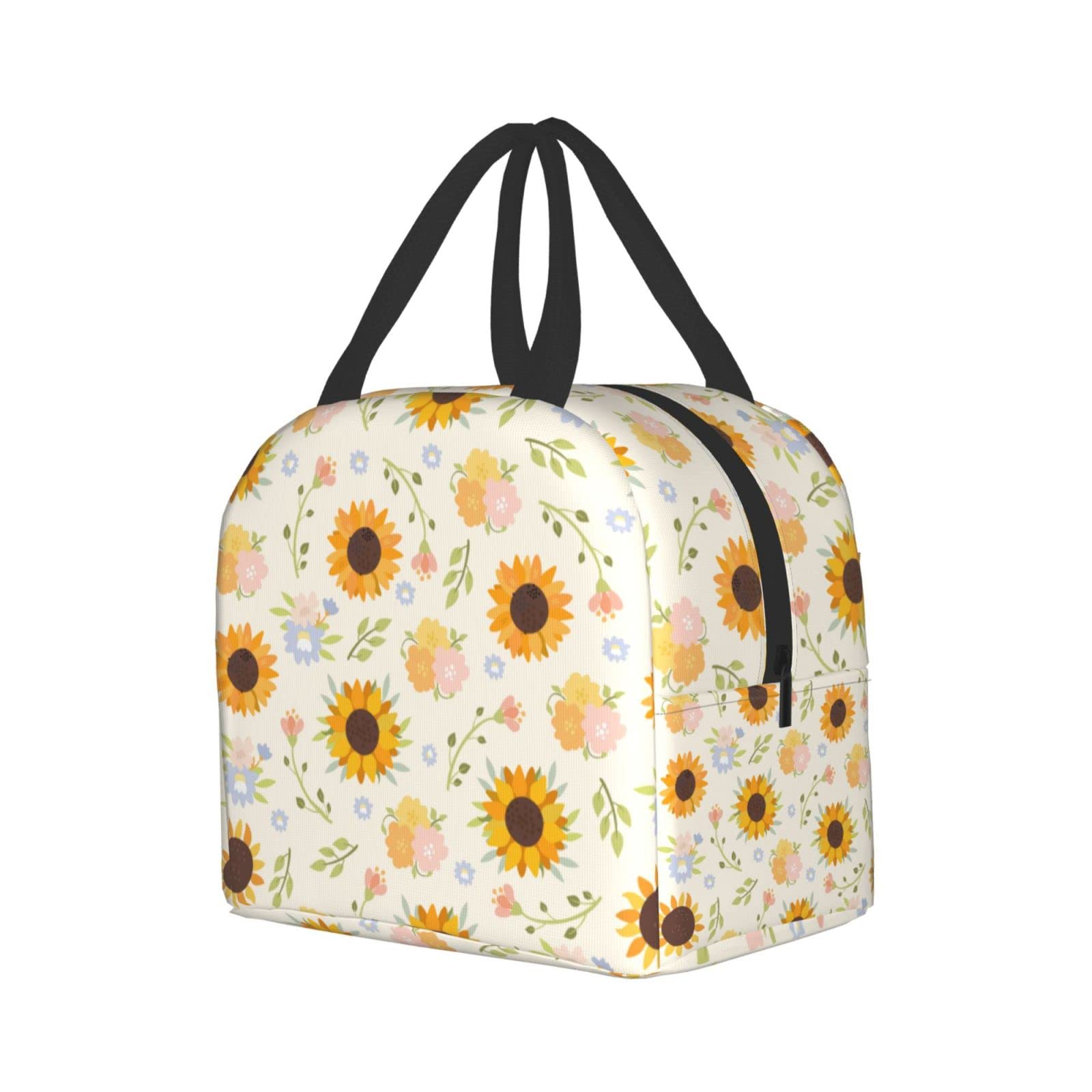 Insulated Sunflower Floral Lunch Bag - Reusable & Leak-Proof Lunch Box for Men & Women | Perfect for Work, School, Travel & Picnic | Portable Meal Container with Thermal Insulation
