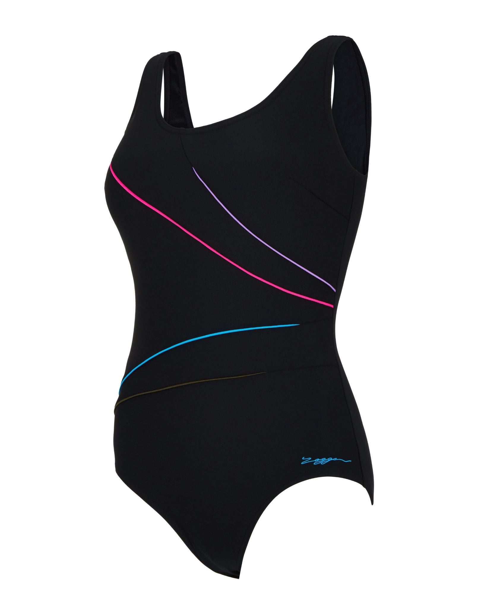 Macmasters Scoopback Swimsuit for Women - Black & Multicolor One Piece Bathing Suit | Beach, Pool & Vacation Swimwear