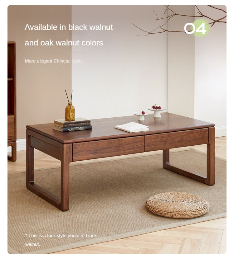 Japanese Style Solid Wood Tea Table - Oak, Black Walnut, Ash - Handcrafted Zen Coffee Table for Living Room, Meditation & Tea Ceremony