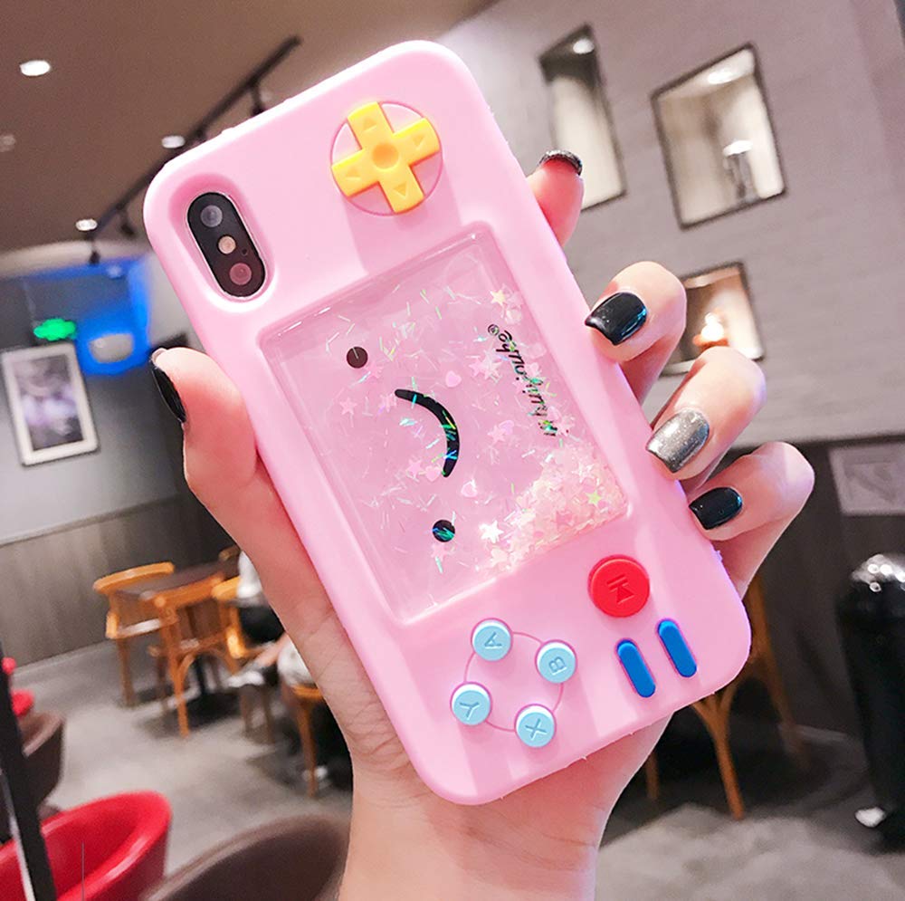 UnnFiko 3D Cartoon Squishy Game Case for iPhone 12 Pro Max - Soft Rubber Protective Cover with Liquid Stars Design, Funny Play Phone Case (Pink) - Perfect for Gaming Enthusiasts & Trendy Teens