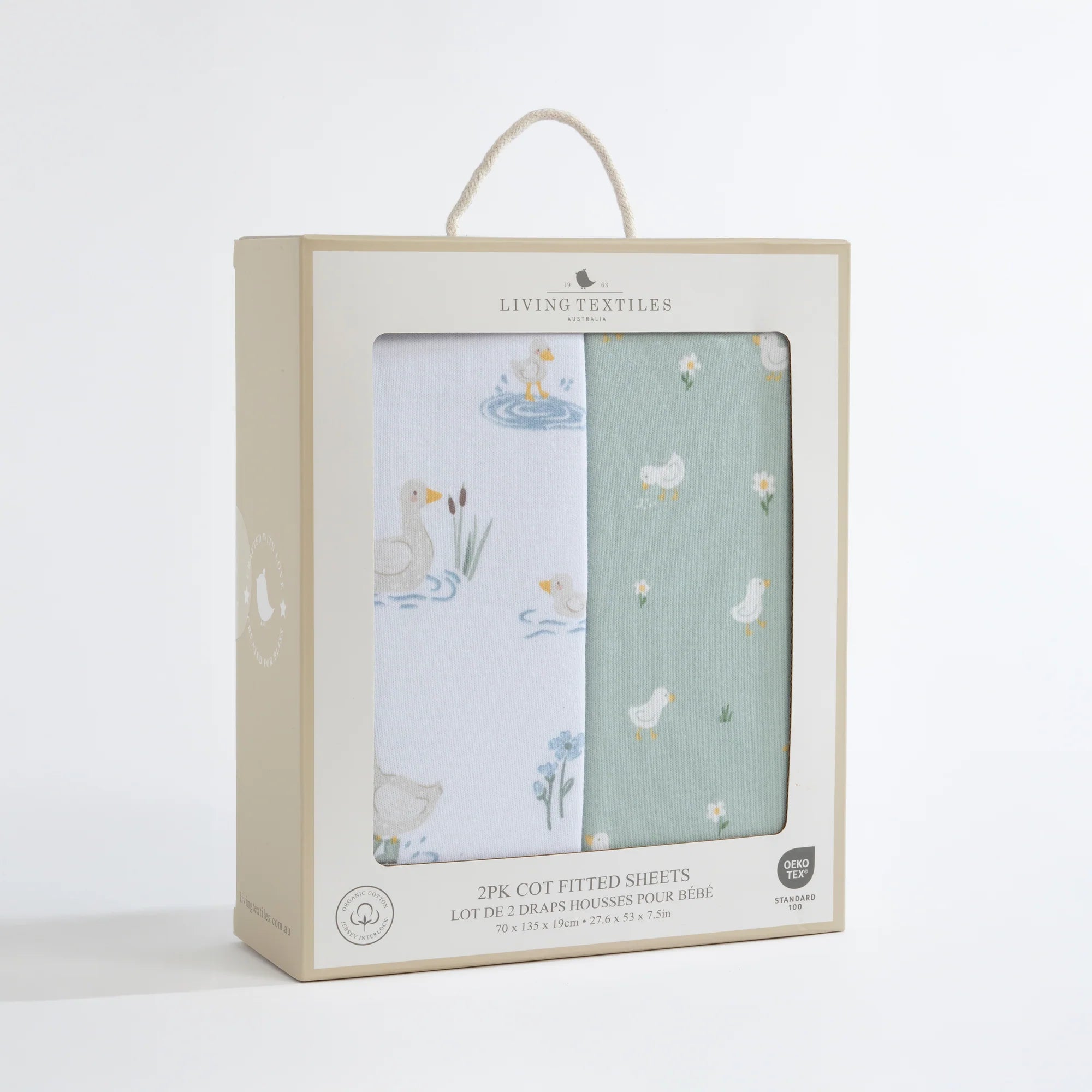 Organic Jersey Cotton Fitted Sheets 2 Pack - Soft Breathable Crib Sheets for Baby Nursery, Daycare & Travel - Goosey Goosey