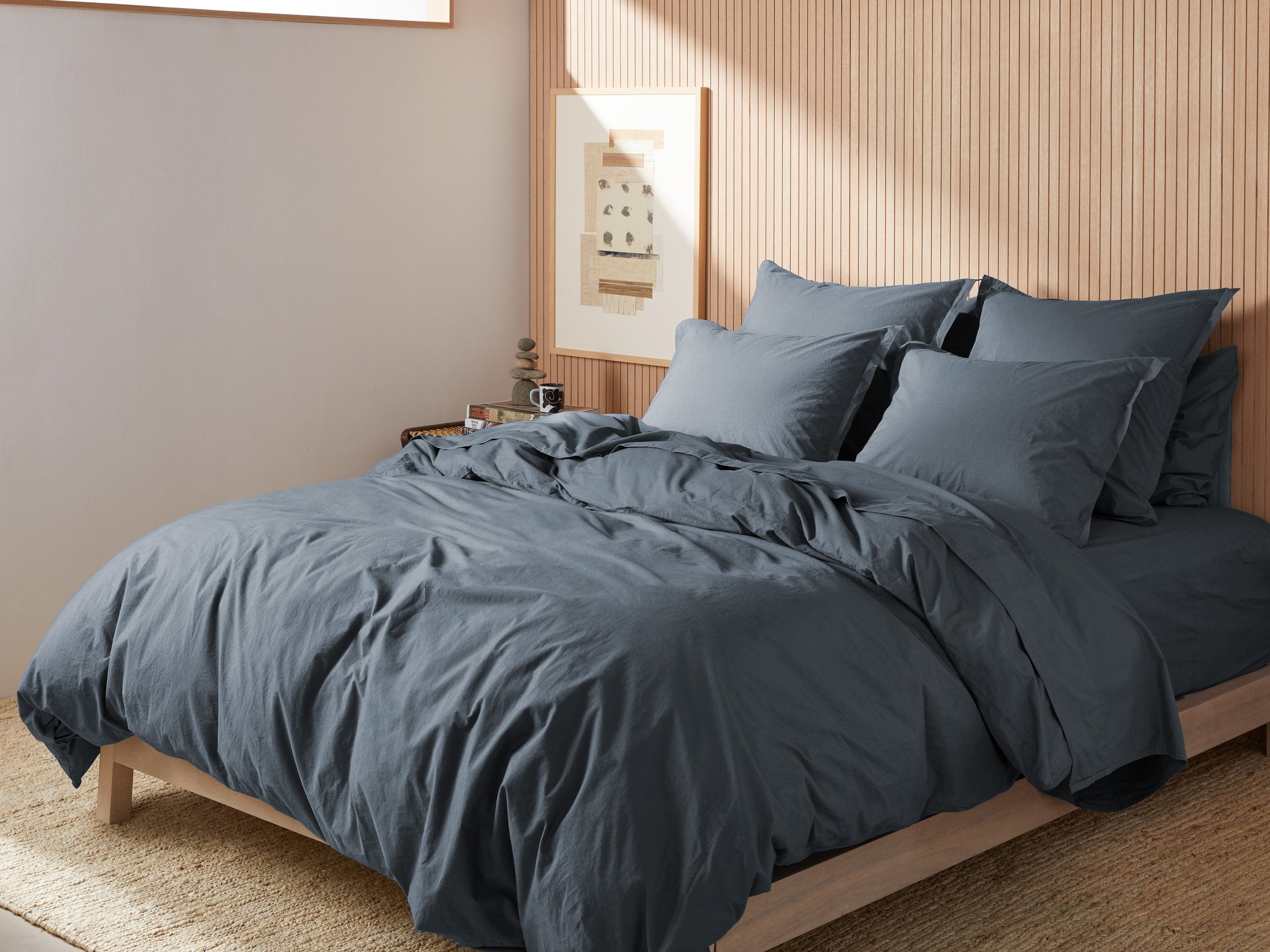 Premium Brushed Cotton Pillow Sham Set - Soft & Breathable Bedding for Ultimate Comfort | Perfect for Master Bedroom, Guest Room & Cozy Home Decor (Dusk Blue)