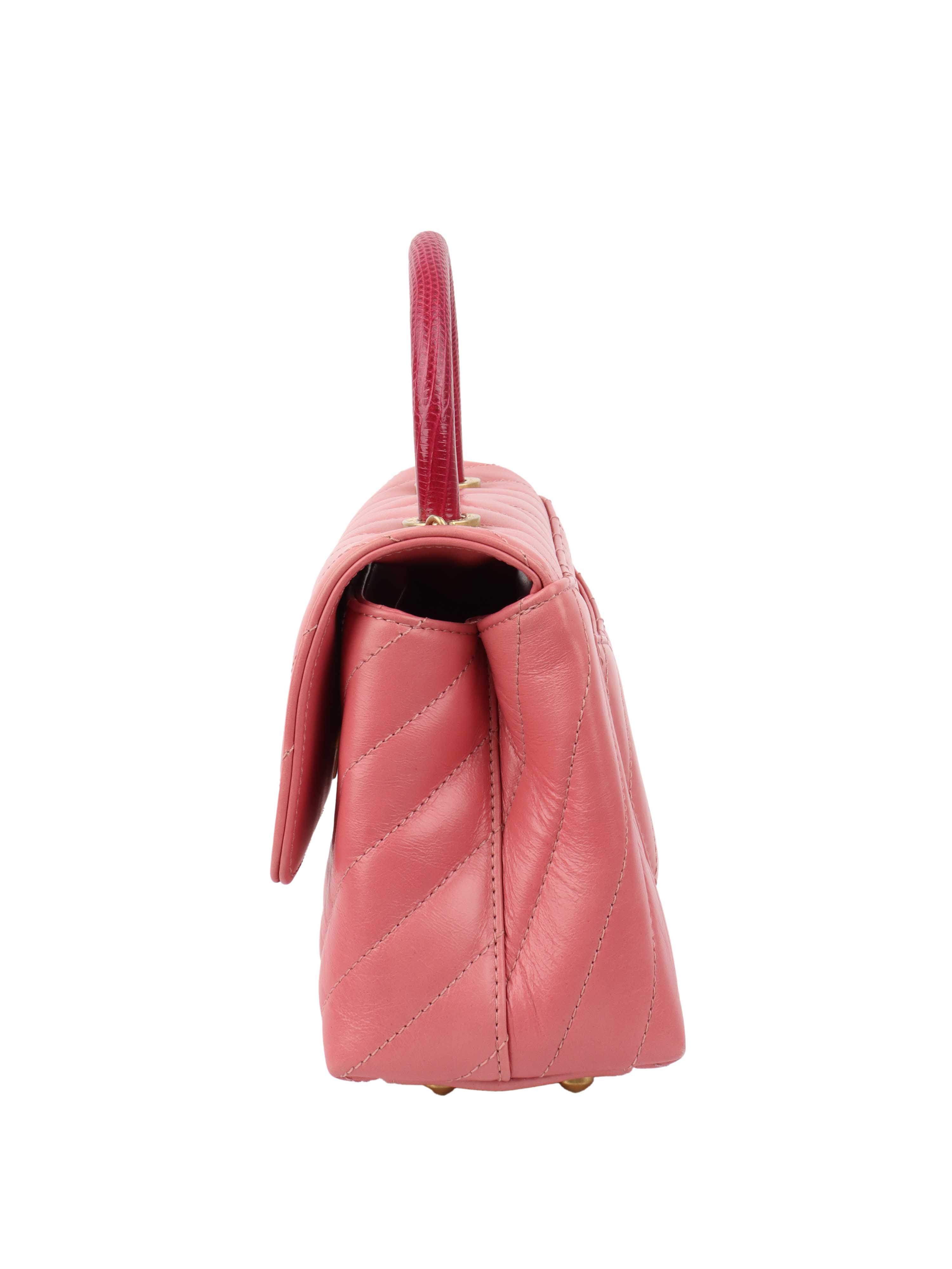 Chanel Small Pink Chevron Coco Handle Bag - Luxury Designer Crossbody Purse for Women, Perfect for Parties, Dating & Special Occasions