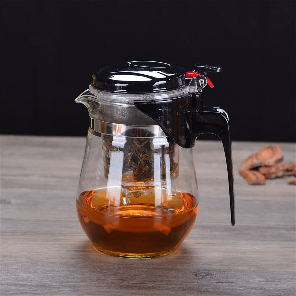 Stainless Steel Tea Kettle 500ml - Heat Resistant Glass Teapot for Home, Kitchen & Office Use - Perfect for Brewing Herbal Tea, Coffee or Serving Hot Beverages (Dull Color)