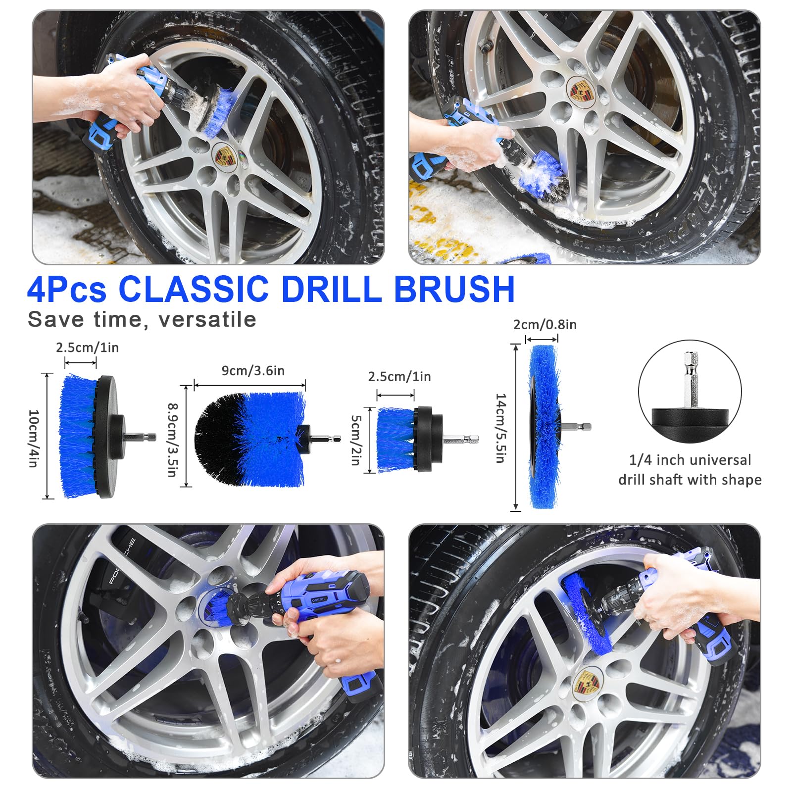 20-Piece Professional Car Cleaning Kit with Detailing Brushes & Carry Bag - Interior & Exterior Auto Care Set for Dashboard, Wheels, Leather Seats - Perfect for Car Wash, Detailing & Maintenance (Blue)