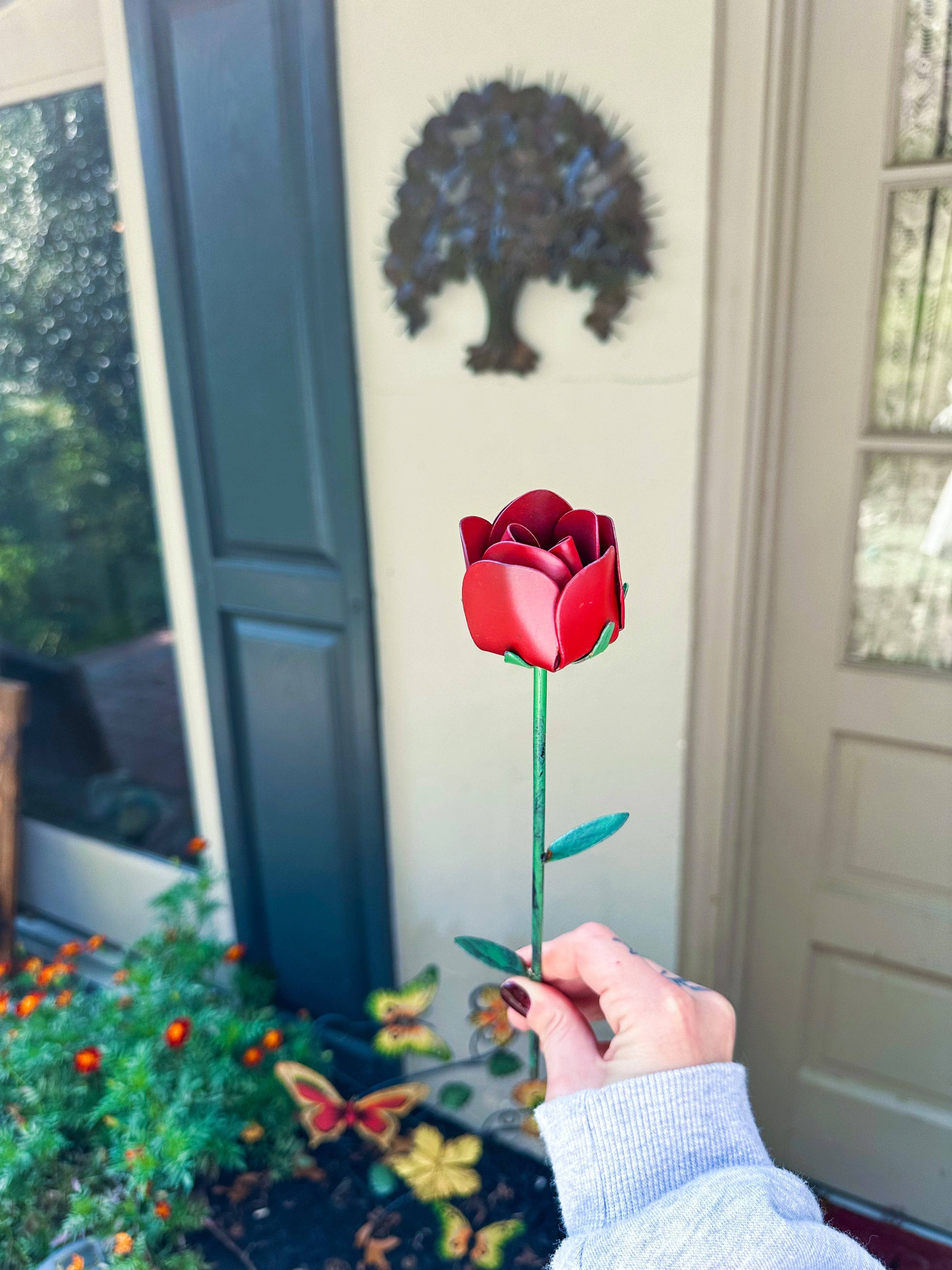 Red Rose Artificial Plant Pick - Realistic Silk Flower Stems for Home Decor, Wedding Bouquets, and DIY Floral Arrangements