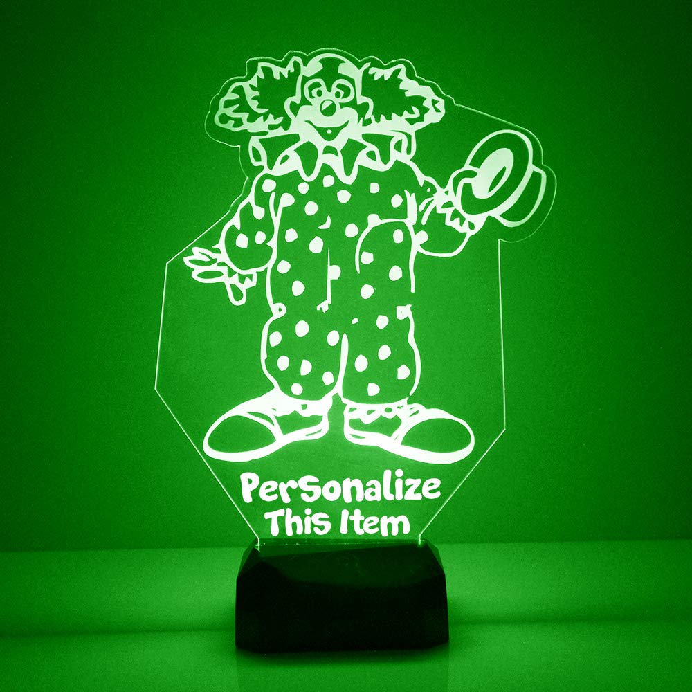 Custom Clown LED Sign Night Light with Remote - Personalized Name/Image, 16 Colors & 4 Modes - Clear Acrylic Made in USA | Perfect for Kids' Rooms, Themed Parties & Home Decor