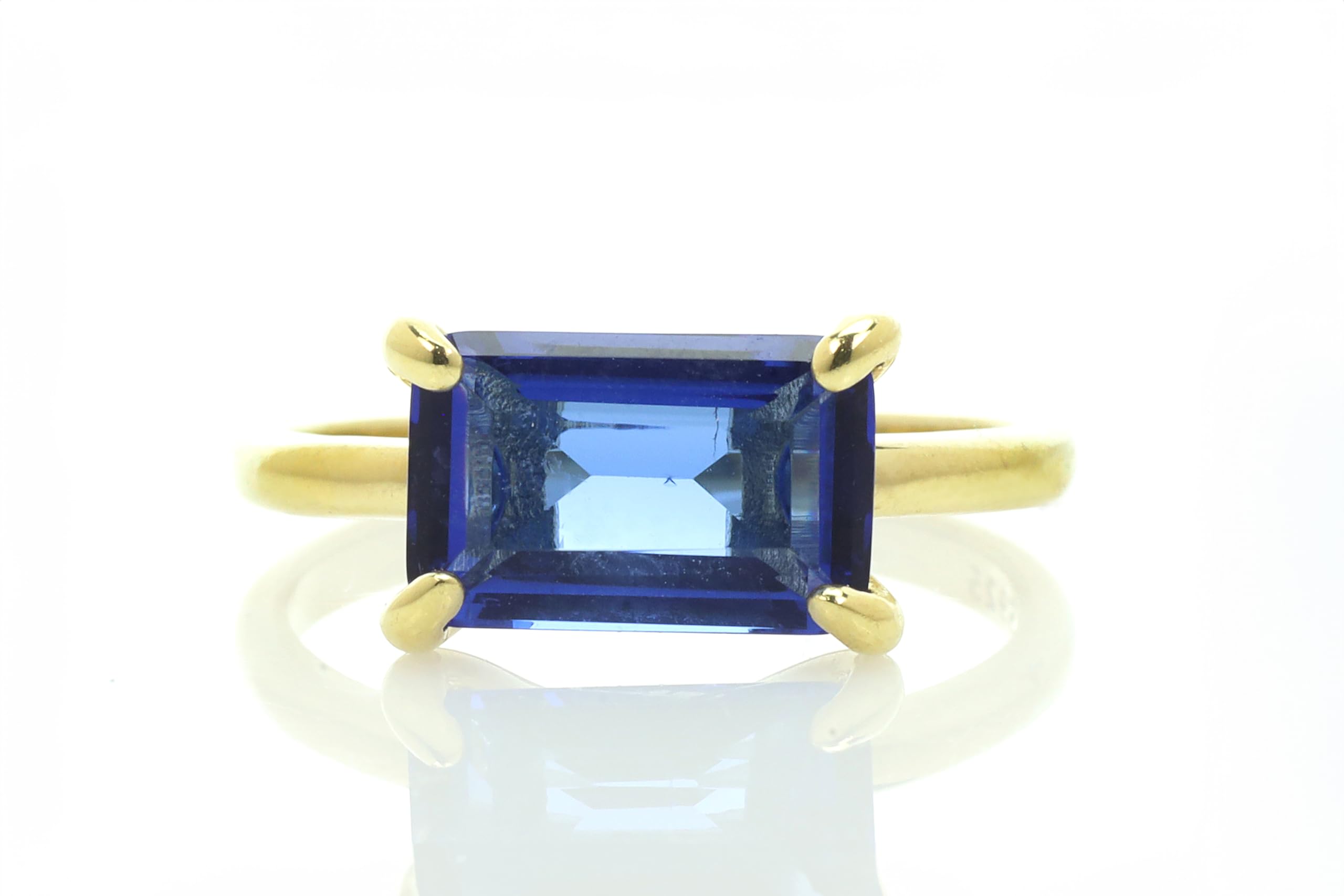 Exquisite Blue Sapphire Engagement Ring - Rectangle Solitaire Wedding Band, Custom Birthstone Jewelry for Women | Anniversary Gift with Luxury Gift Box | Perfect for Proposals, Weddings & Special Occasions