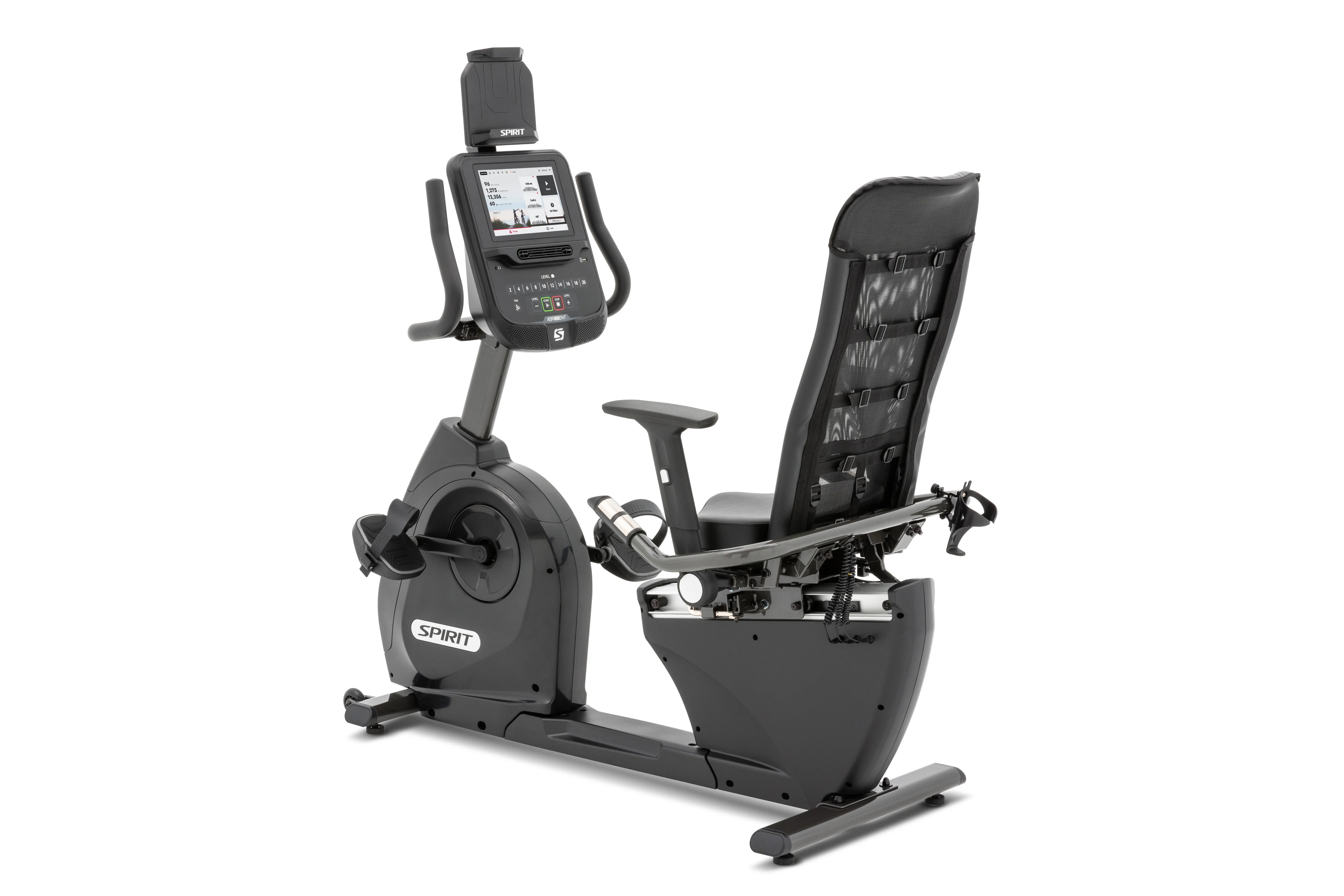 Spirit XBR55ENT Recumbent Exercise Bike with Entertainment Series - Home Gym Equipment for Cardio Workout & Indoor Cycling Training