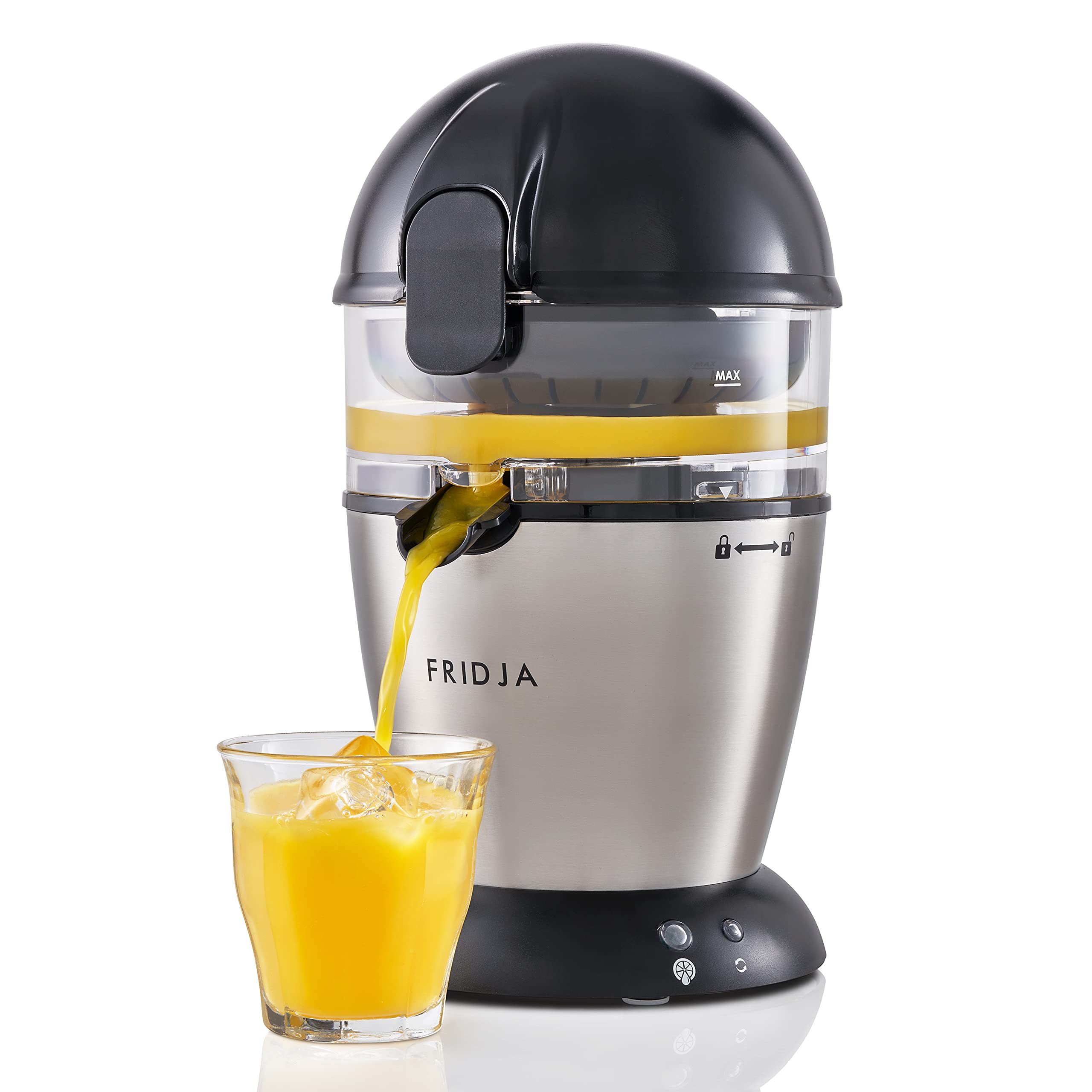 Automatic Citrus Juicer - One-Touch Operation, No Spill Design, Easy to Clean | Stainless Steel Orange & Grapefruit Squeezer for Fresh Juice (50W, 400ml) | Perfect for Breakfast, Brunch & Healthy Lifestyle - Fridja F900