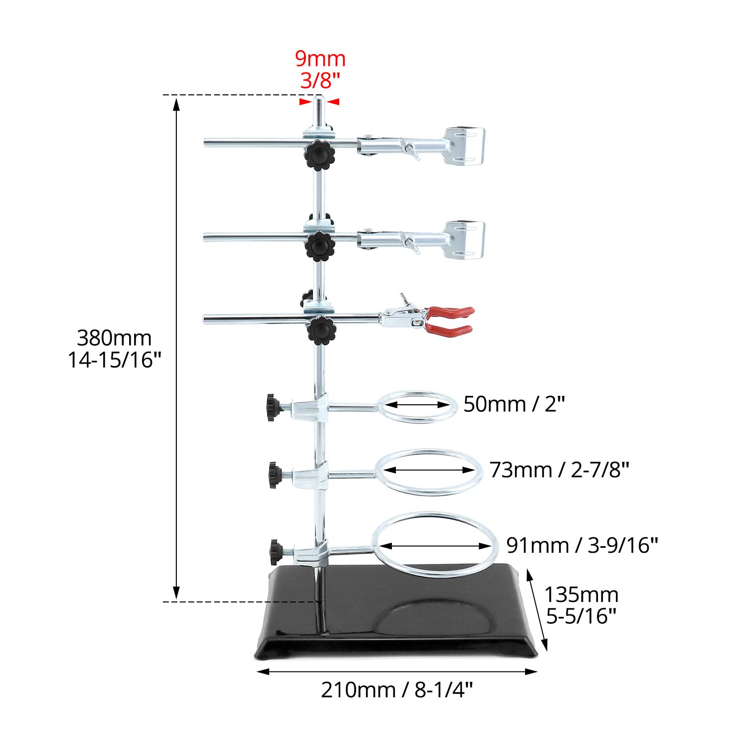 QWORK 2-Pack Laboratory Grade Metalware Set - Lab Support Stand with Iron Clamp, Flask Clamp & Condenser Stand for Chemistry Experiments, Science Labs & Classroom Use