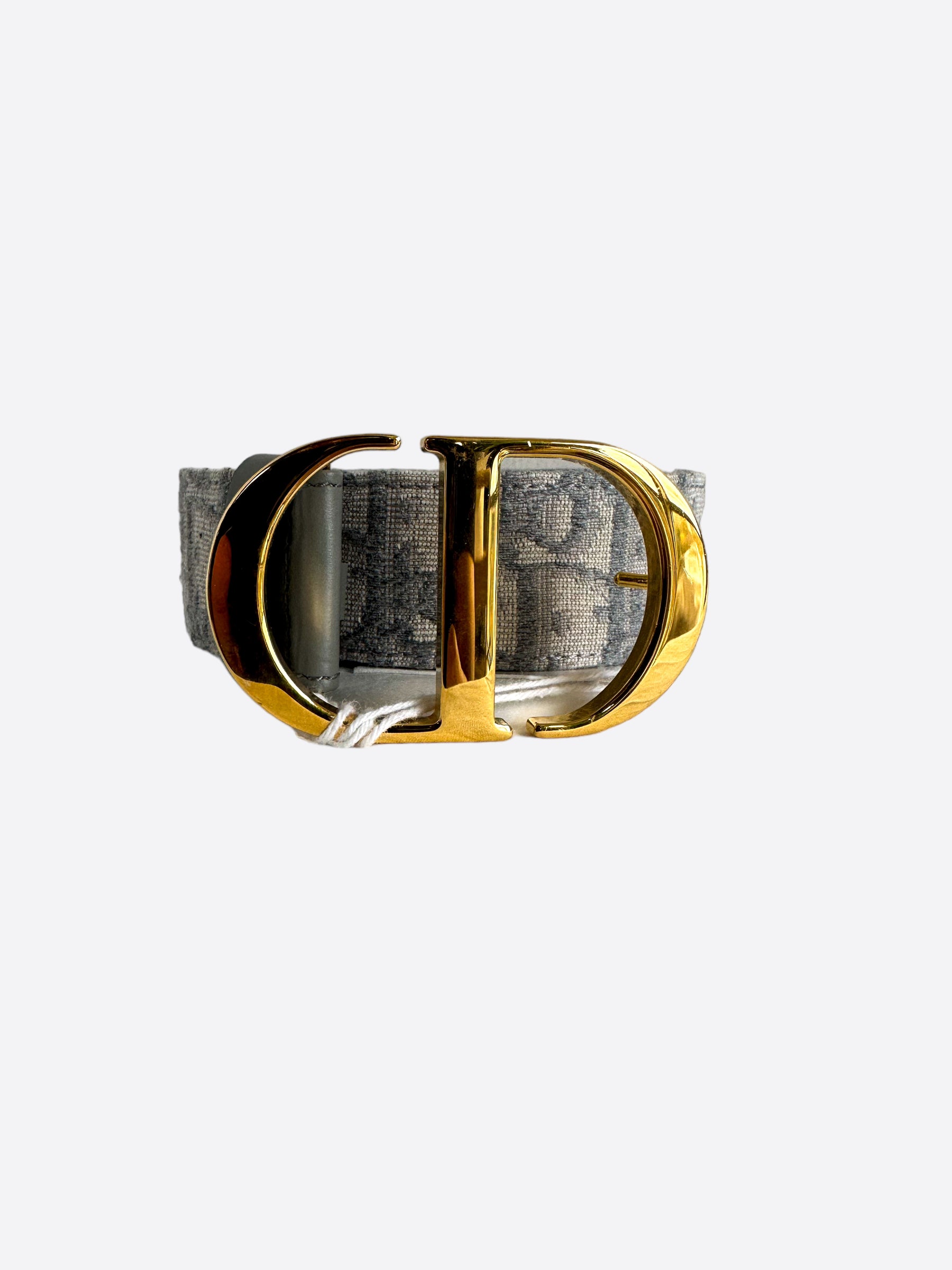 Dior Grey Oblique Gold Buckle Reversible Belt for Men & Women | Luxury Designer Fashion Accessory for Casual & Formal Outfits