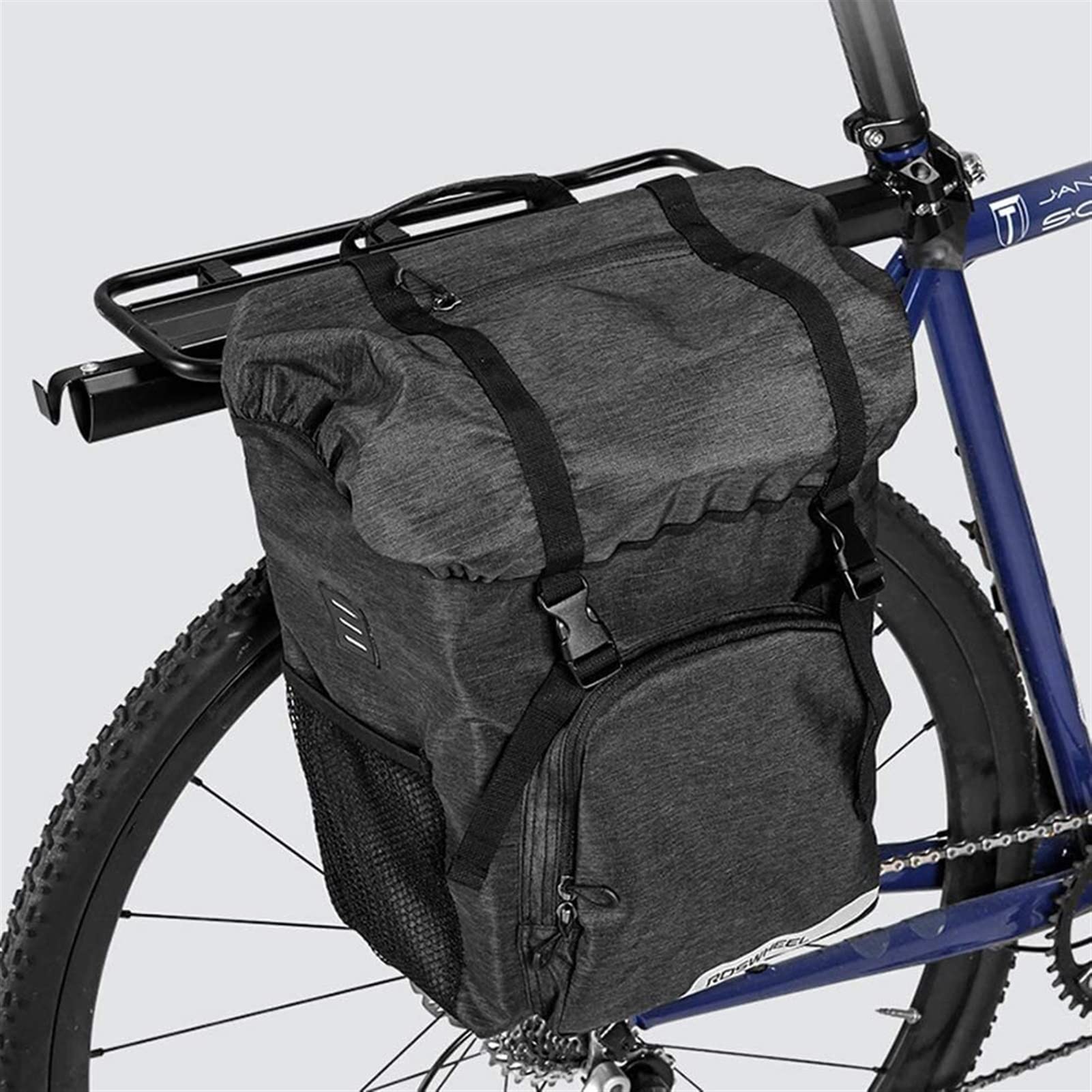 Waterproof Bike Pannier Bag - Large Capacity Universal Rear Bicycle Trunk Pack - Lightweight Anti-Scratch Cycling Accessory with Phone Pocket (Black) - Perfect for Commuting, Touring & Outdoor Adventures