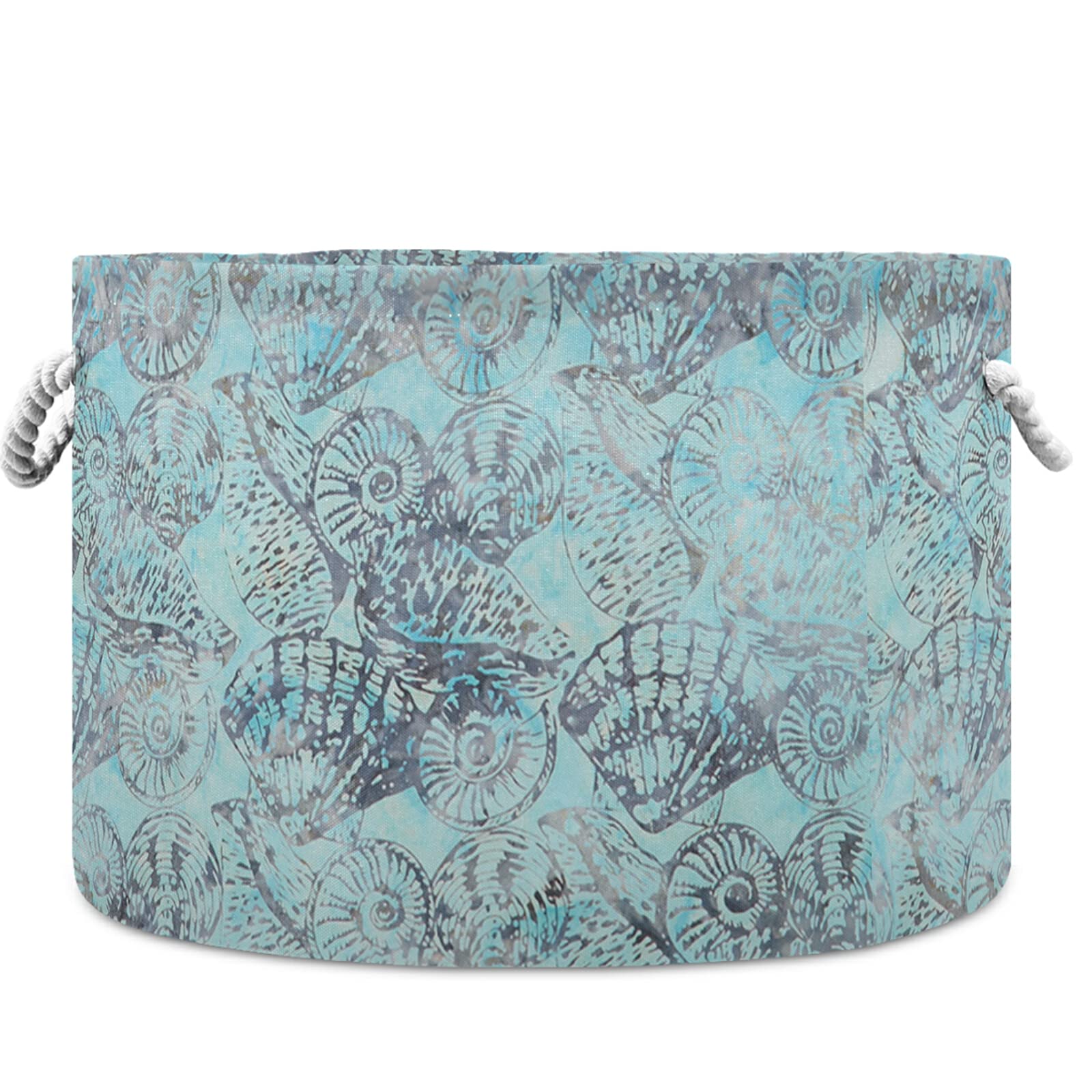 Visesunny Abstract Blue Shell Starfish Collapsible Fabric Storage Basket - Laundry Hamper, Toy Organizer & Clothes Bin for Bathroom, Bedroom, Nursery, Closet & Office | Perfect for Kids' Room Decor & Home Organization