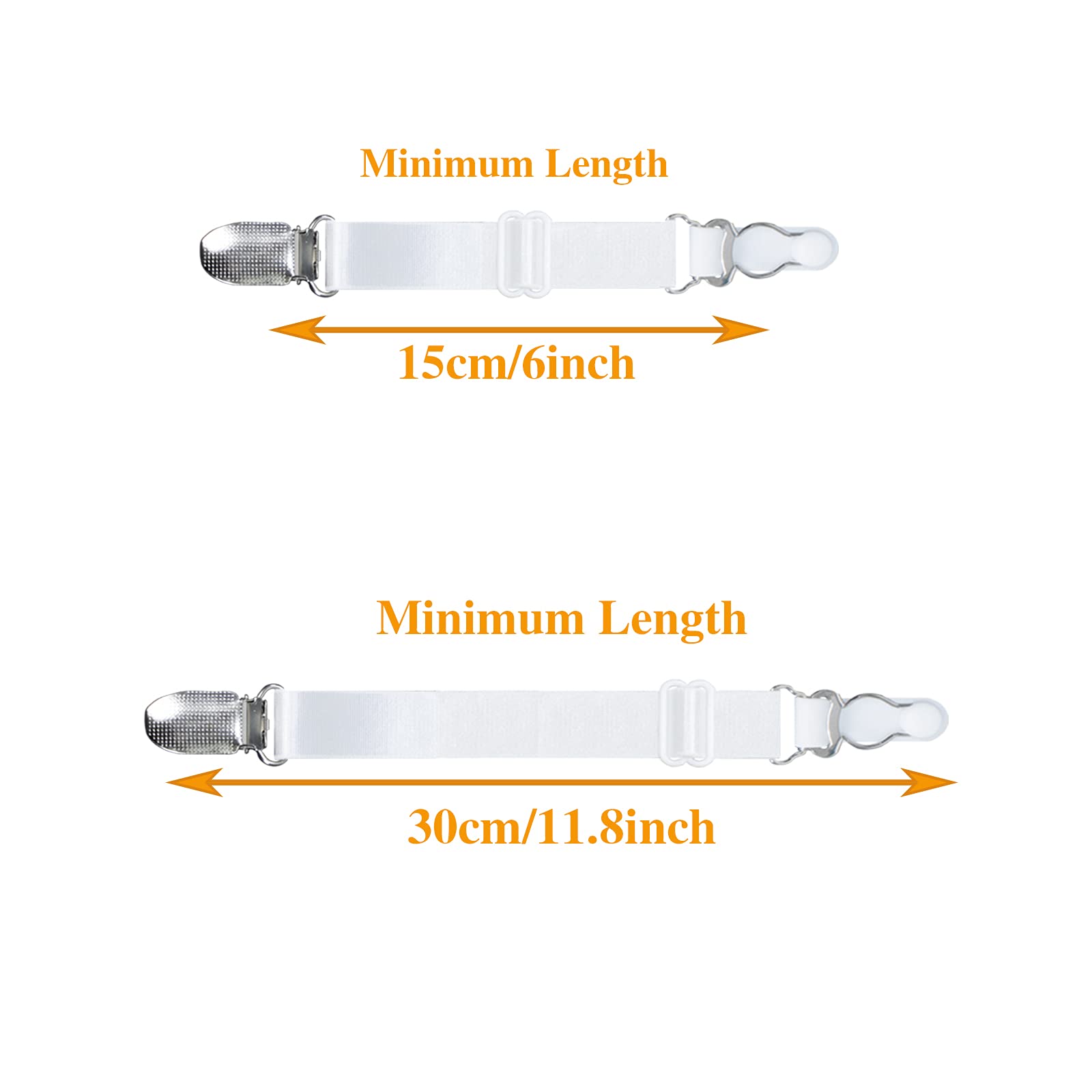 8 Pcs Adjustable Stocking Clips - Elastic Garter Straps for Thigh High Socks & Stockings (White) | Perfect for Lingerie, Cosplay & Fashion Accessories