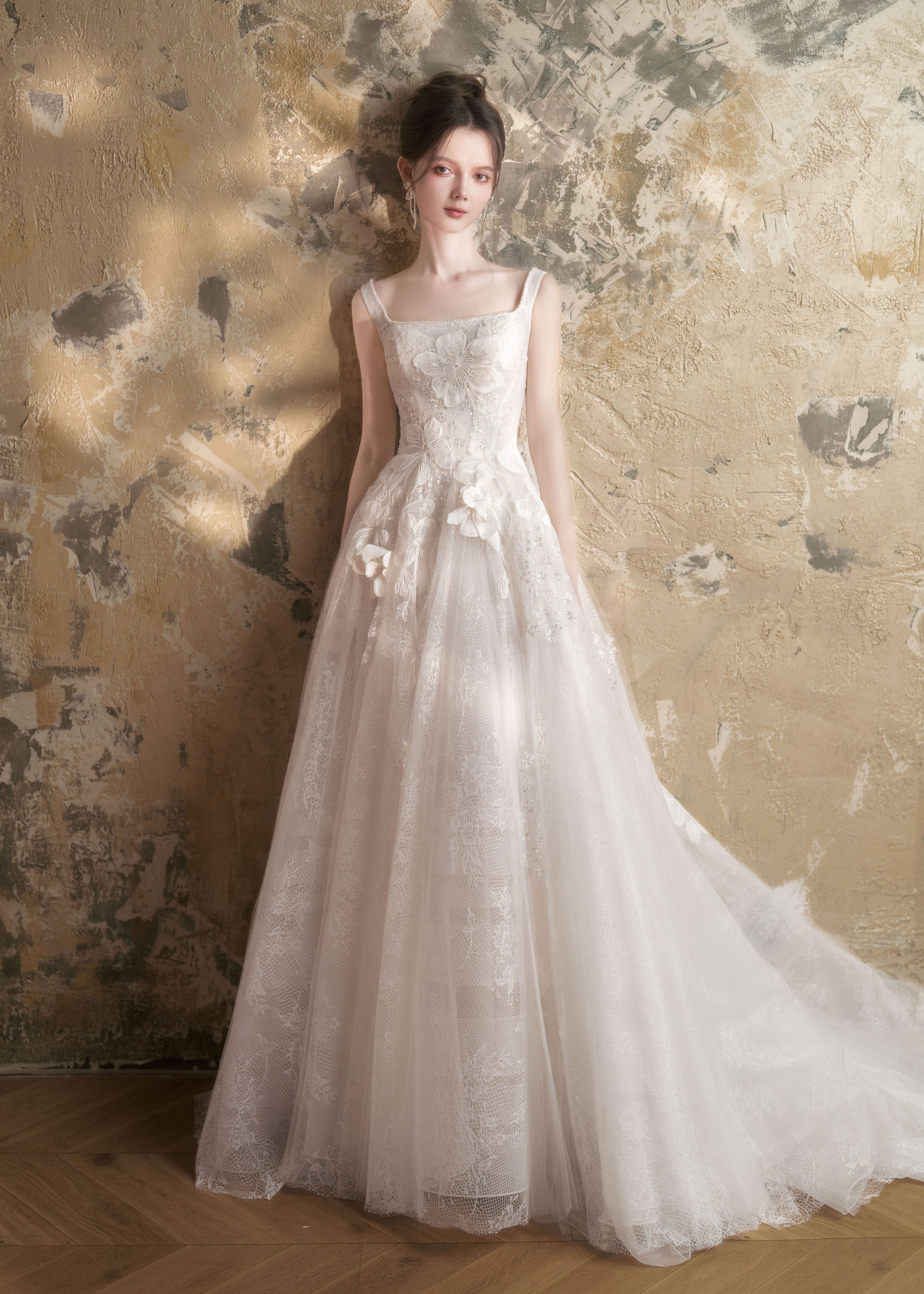 Elegant Lace Flower Wedding Dress for Bride - Bree (WS2411) | Perfect for Church Ceremony, Beach Wedding & Formal Reception