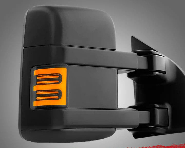 Ford 08-16 Super Duty F250/F350 Side Mirror Lenses (2-Piece Set) - Ultra Bright White/Amber Running Lights & Amber Turn Signals - Smoked/Clear Lens - Upgrade for Night Driving & Enhanced Visibility