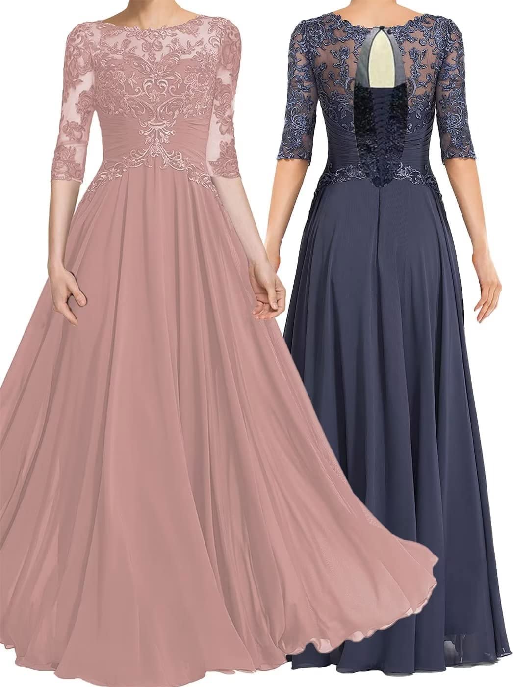 Elegant Peacock Blue Mother of The Bride Dress - Chiffon Formal Wedding Guest Gown for Women - US Size 2 - Perfect for Weddings, Receptions & Special Occasions