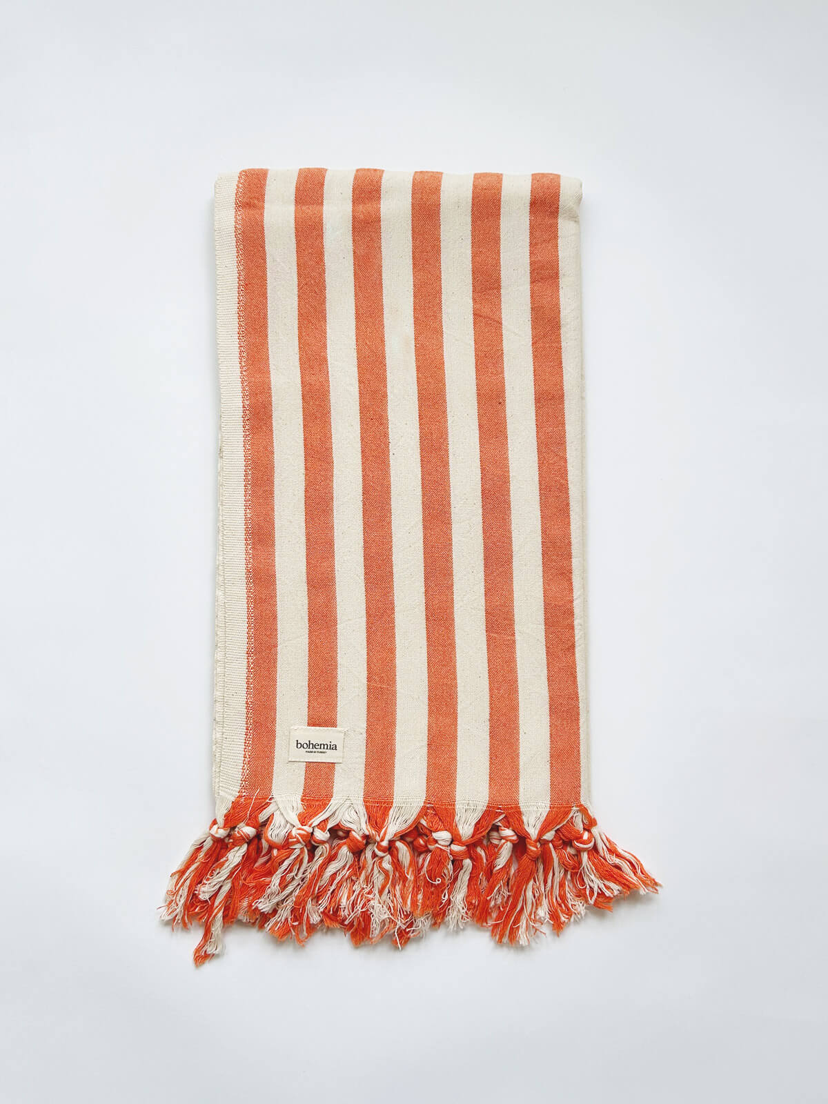 Brighton Striped Hammam Towel - Soft & Absorbent Turkish Bath Towel, Lightweight & Quick-Dry, Perfect for Beach, Yoga, Spa & Travel - Orange