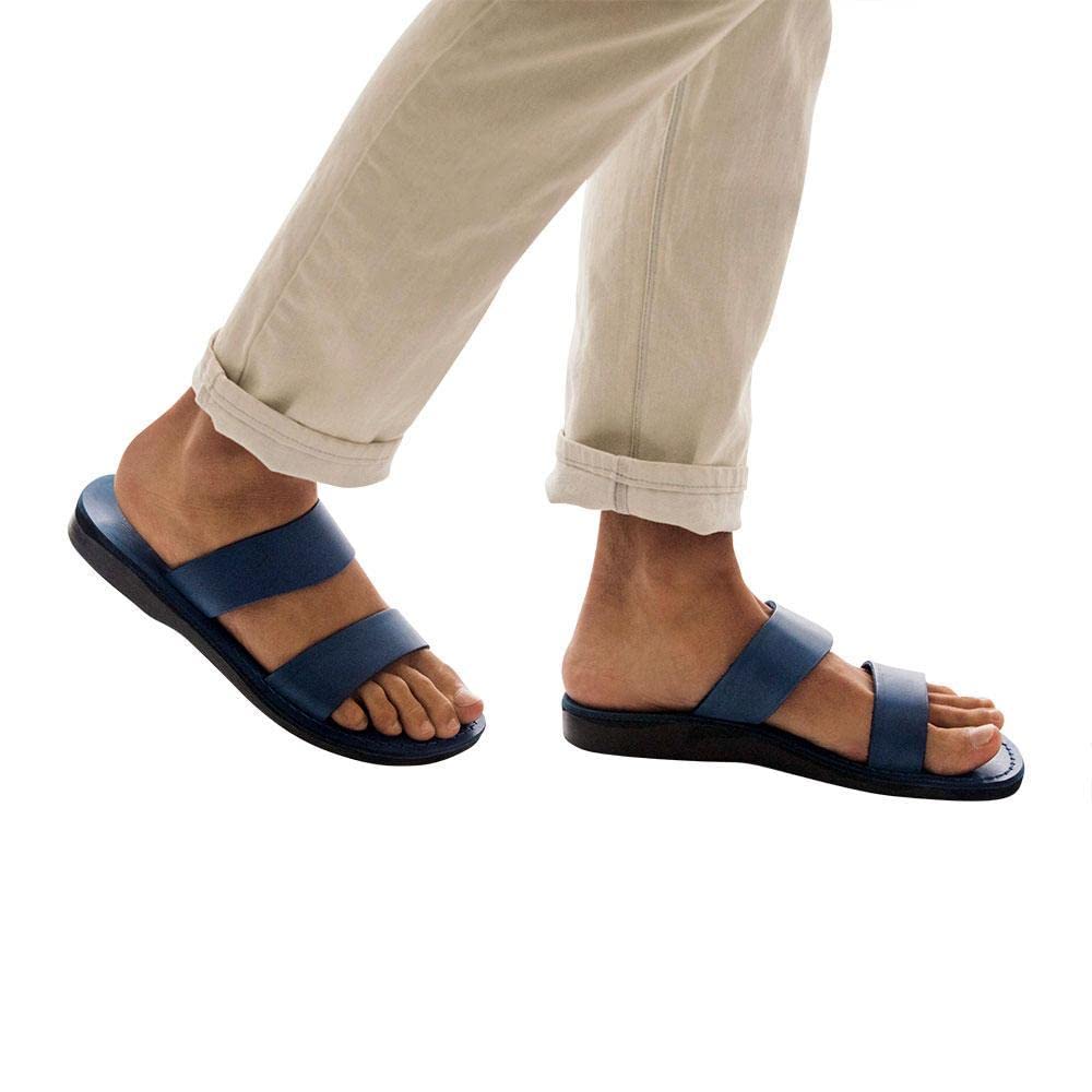 Aviv Men's Leather Double Strap Sandals - Comfortable & Stylish Casual Footwear for Summer, Beach, and Outdoor Activities