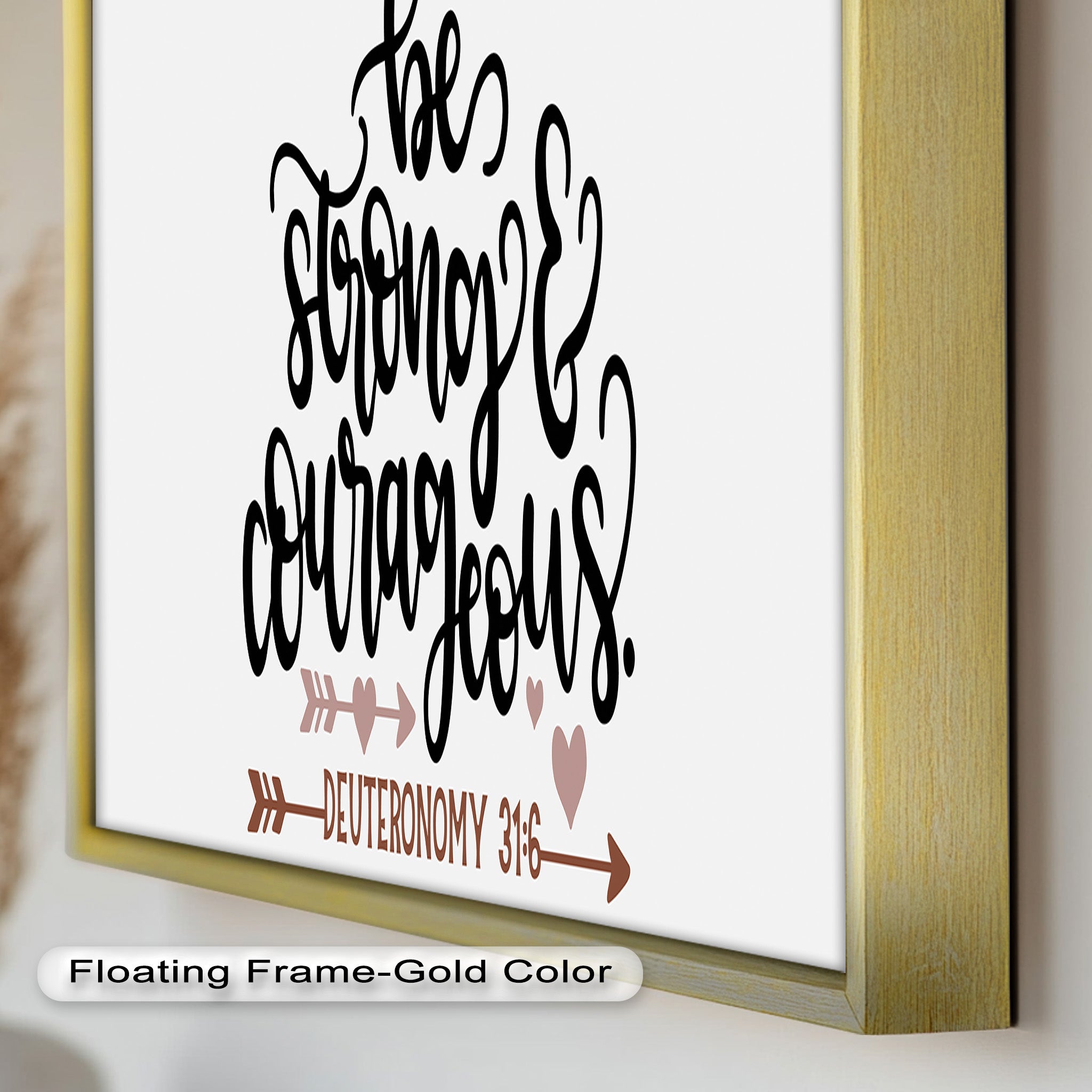 Be Strong & Courageous - Deuteronomy 31:6 Bible Verse Oil Painting - Inspirational Christian Wall Art for Home, Church & Office Decor
