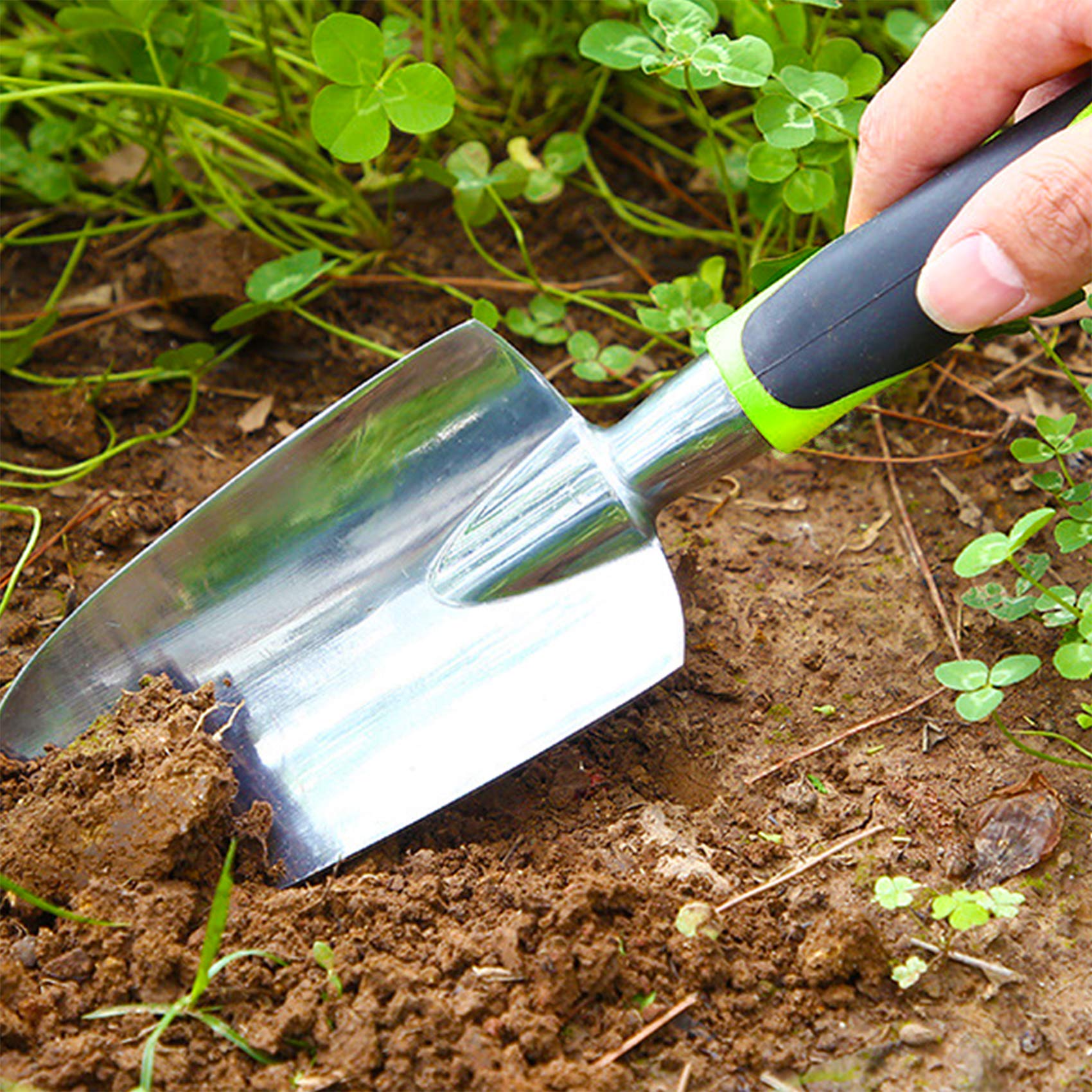 Ergonomic Garden Shovel for Rocky Soil - Non-Slip Rubber Handle for Digging & Planting