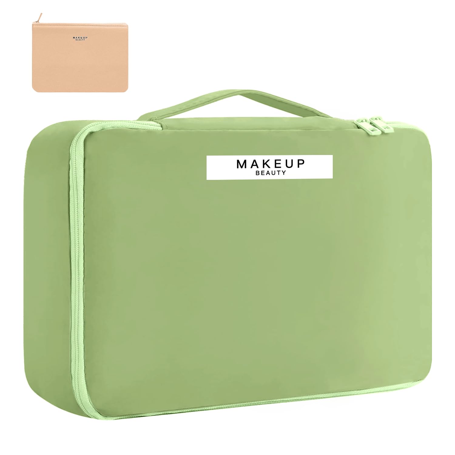 Large Capacity Cosmetic Travel Bag for Women - Multi-Pocket Makeup Organizer with Detachable Zipper Pouch | Portable Toiletry Bag for Travel, Gym & Daily Use | Perfect Gift for Women & Girls (Green)