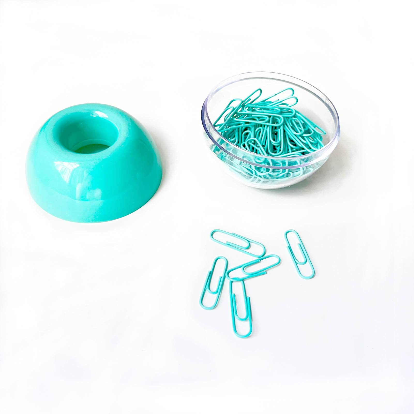 Teal Paper Clips Holder with 100pcs 1.1 Inch Mint Green Paper Clips - Office Desk Organizer Accessories for Files, Documents & School Supplies - Perfect for Office, Home & Classroom Organization