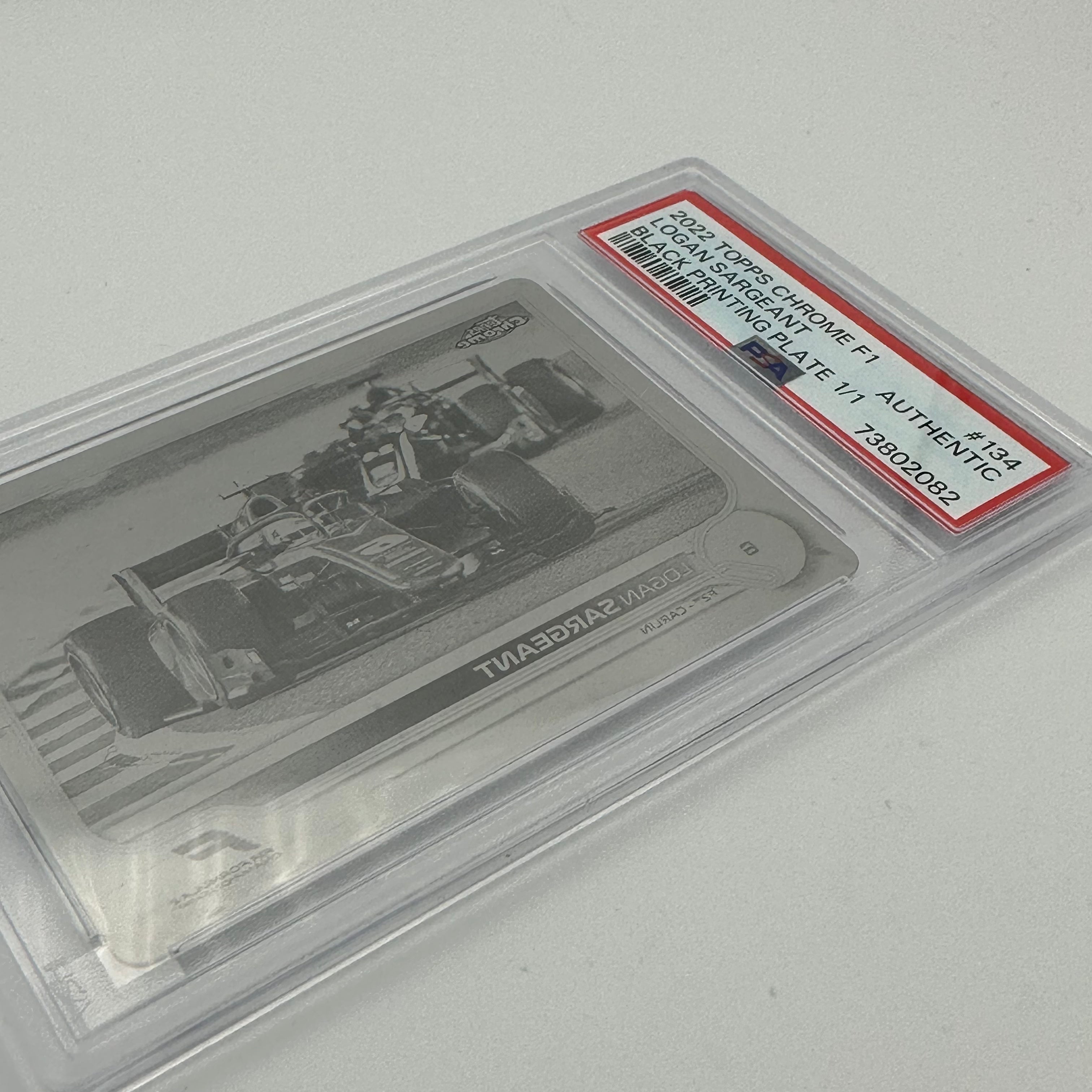 PSA Authentic Logan Sargeant #134 Black Printing Plate - Perfect for F1 Racing Fans, Collectors & Memorabilia Displays