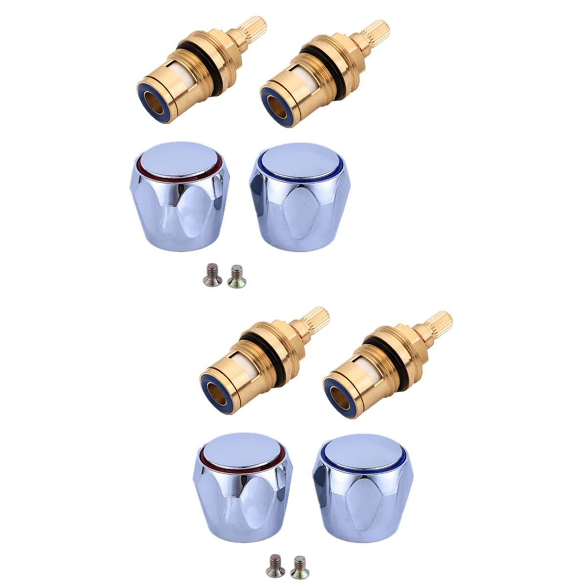 2 Sets Faucet Repair Kit - Outdoor Faucet Handle & Shower Faucet Rebuild Kit with Diamond Brass Valve - Durable Metal Bathtub Tap Accessories for Bathroom, Kitchen & Outdoor Use