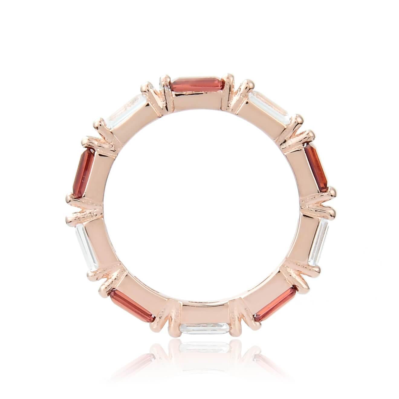 Gorgeous Garnet and White Topaz Eternity Ring for Women | Elegant Stackable Wedding Band | Perfect for Anniversaries, Valentine's Day & Special Occasions