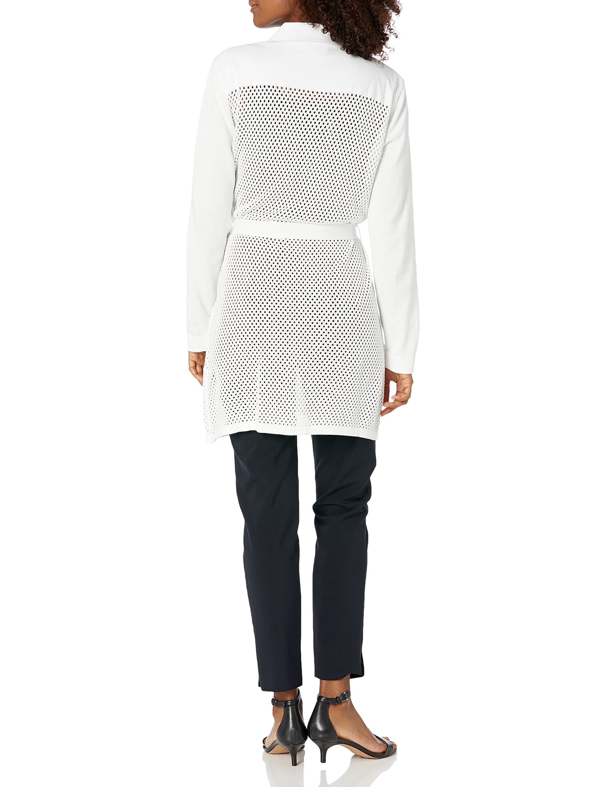 Calvin Klein Women's Open Front Long Sleeve Cardigan Sweater with Belt - Perfect for Office, Casual Outfits & Layering in Fall/Winter