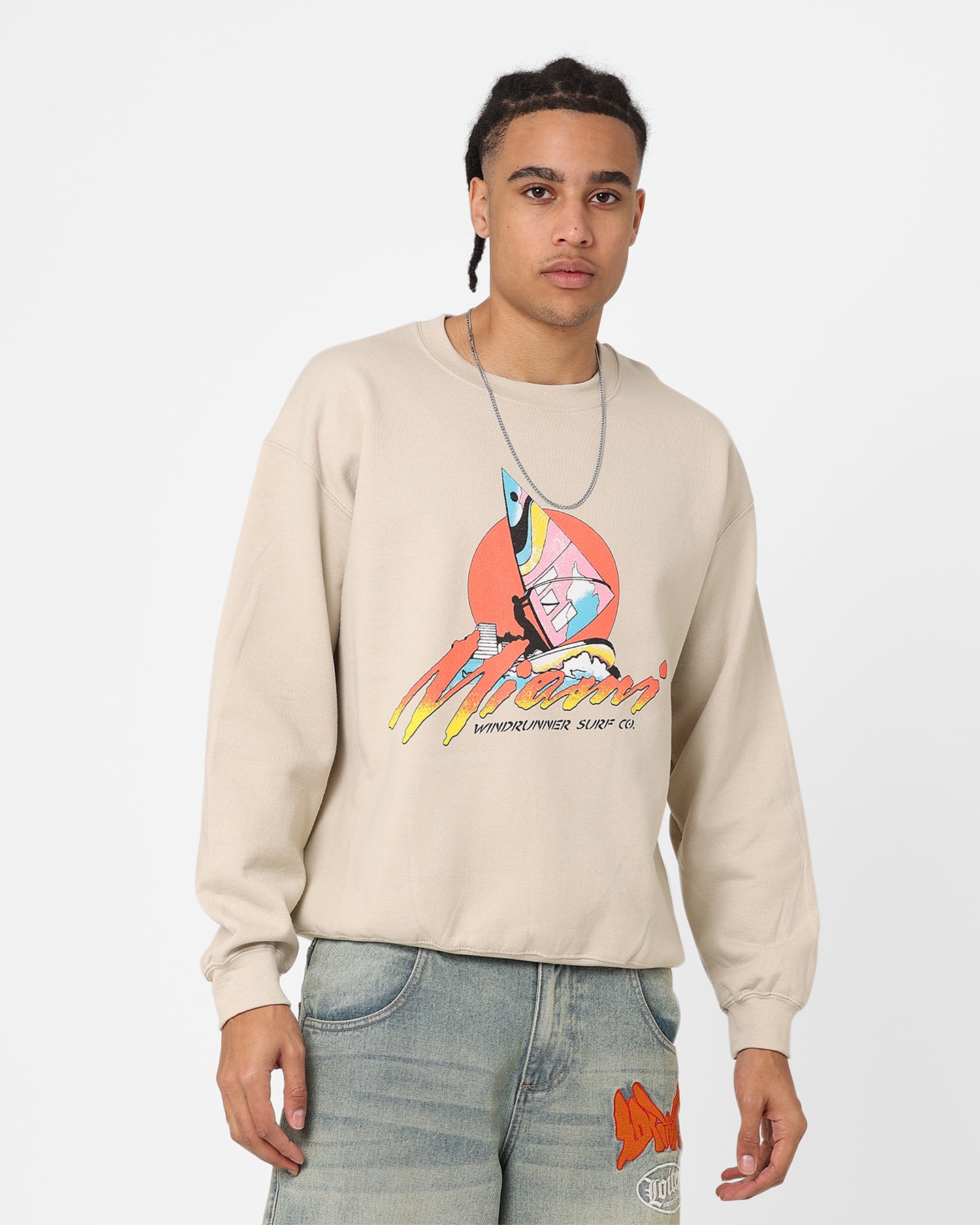 American Thrift Windrunners Surf Co Vintage Crewneck Sweatshirt - Soft Cotton Pullover for Men & Women - Perfect for Beach, Surfing & Casual Streetwear