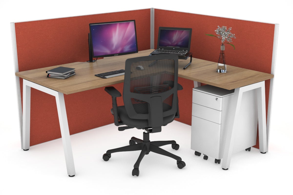 Horizon Quadro A Legs L-Shaped Corner Office Desk - 1400L x 1800W with Cable Management | Modern Home Office & Gaming Desk for Small Spaces