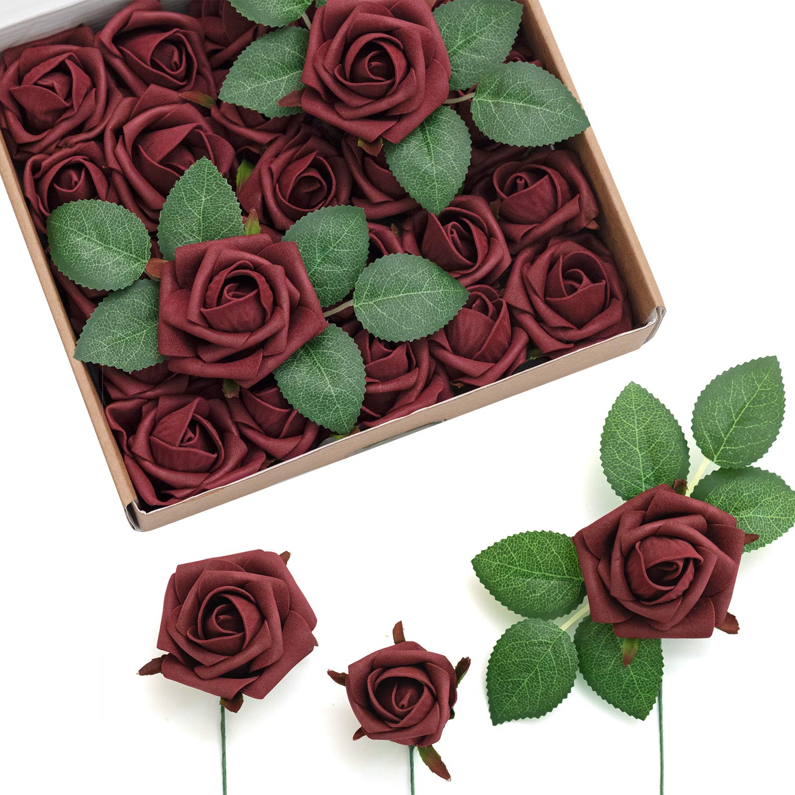 Burgundy Rose Buds for Wedding Bouquets & Home Decor
