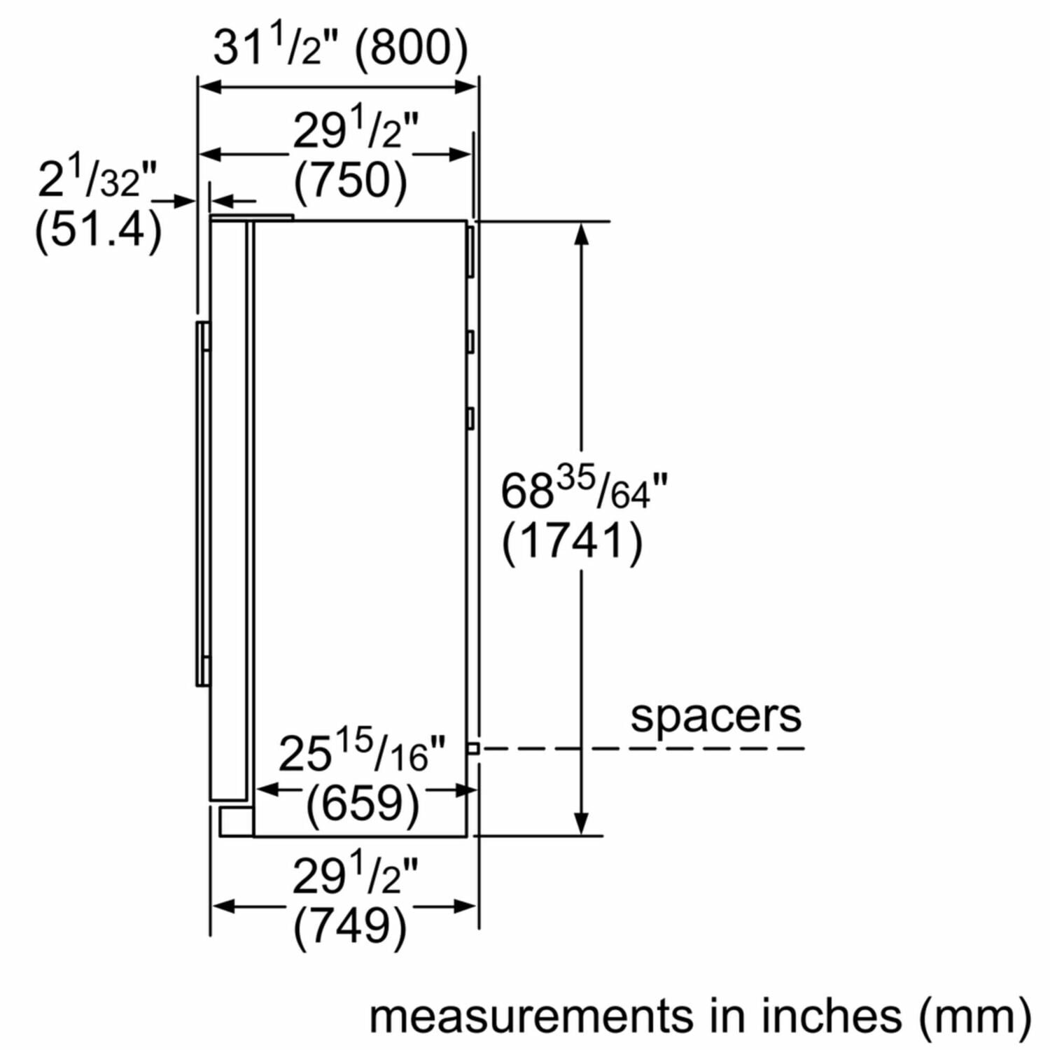 Bosch B20CS30SNS 300 Series 36 Inch Freestanding Counter Depth Side by Side Refrigerator - Stainless Steel, Easy Clean - Perfect for Modern Kitchens & Open Floor Plans