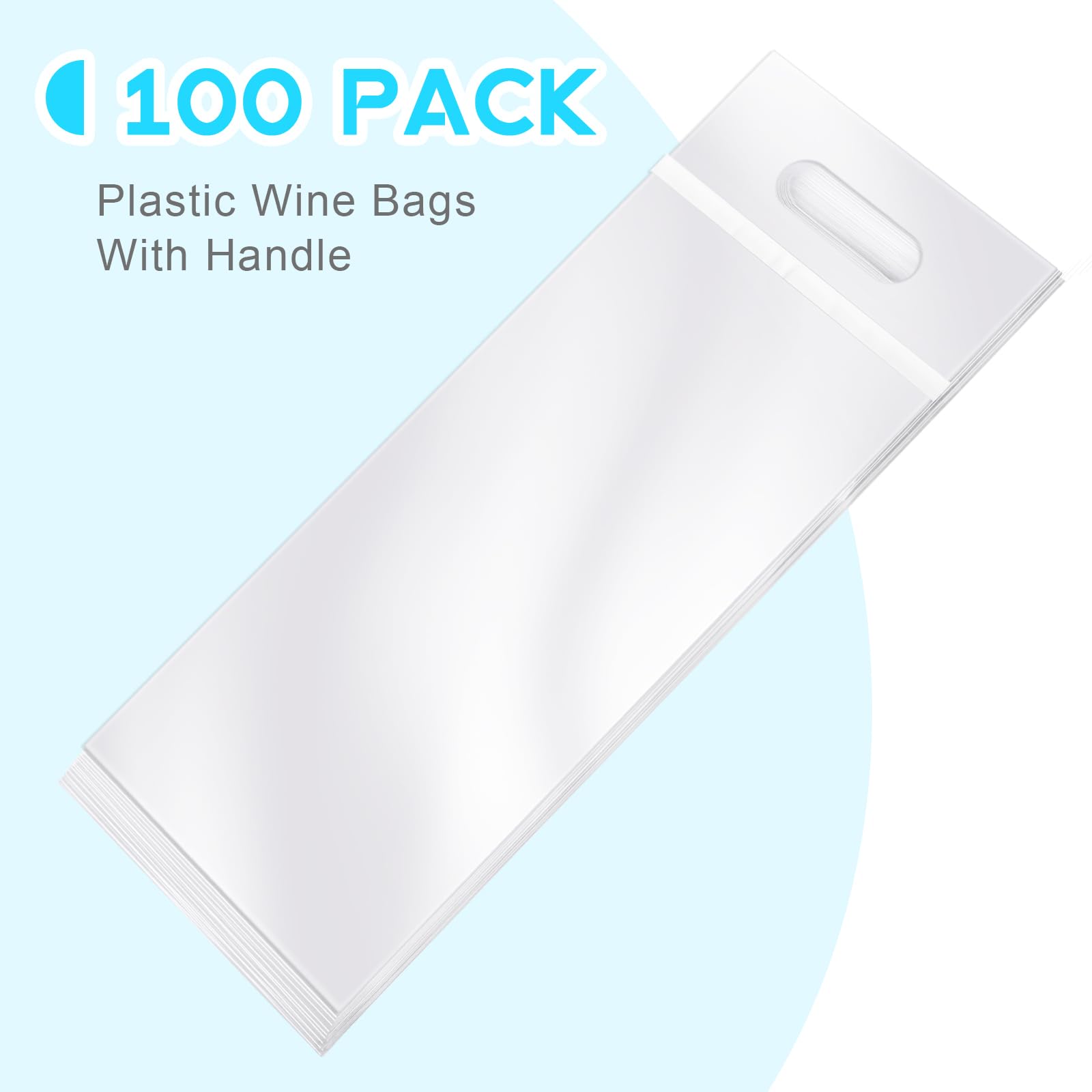 Vowcarol 100 Pack Reusable Plastic Wine Bags with Handles - Leak Proof & Tamper Evident Seal for 25 oz Bottles - Perfect for Parties, Picnics, Travel & Wine Tasting Events - Durable Wine Transport Bags for Open Bottles