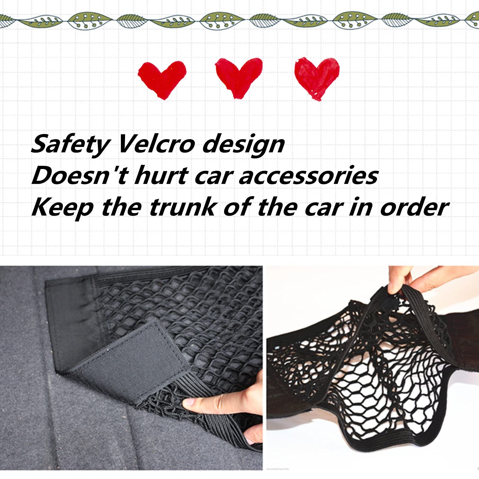 Universal Car Storage Organizer - Rear Seat Mesh Pocket Bag with Elastic String & Magic Sticker for Auto Trunk Organization | Perfect for Road Trips, Grocery Shopping & Family Travel Accessories