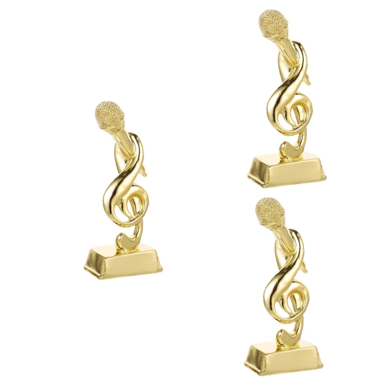 Kisangel 3-Piece Golden Resin Music Trophy Set - Children's Microphone & Note Award Trophies for Singing Contests, School Performances & Party Decorations