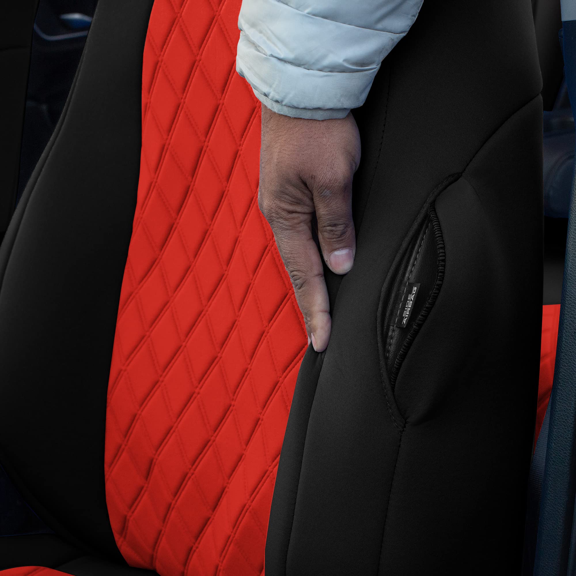 Custom Fit Neoprene Seat Covers for Honda CR-V LX/EX/EX-L 2017-2022 - Water Resistant Neosupreme Full Set (Red) | Perfect for Road Trips, Daily Commutes & Pet Protection